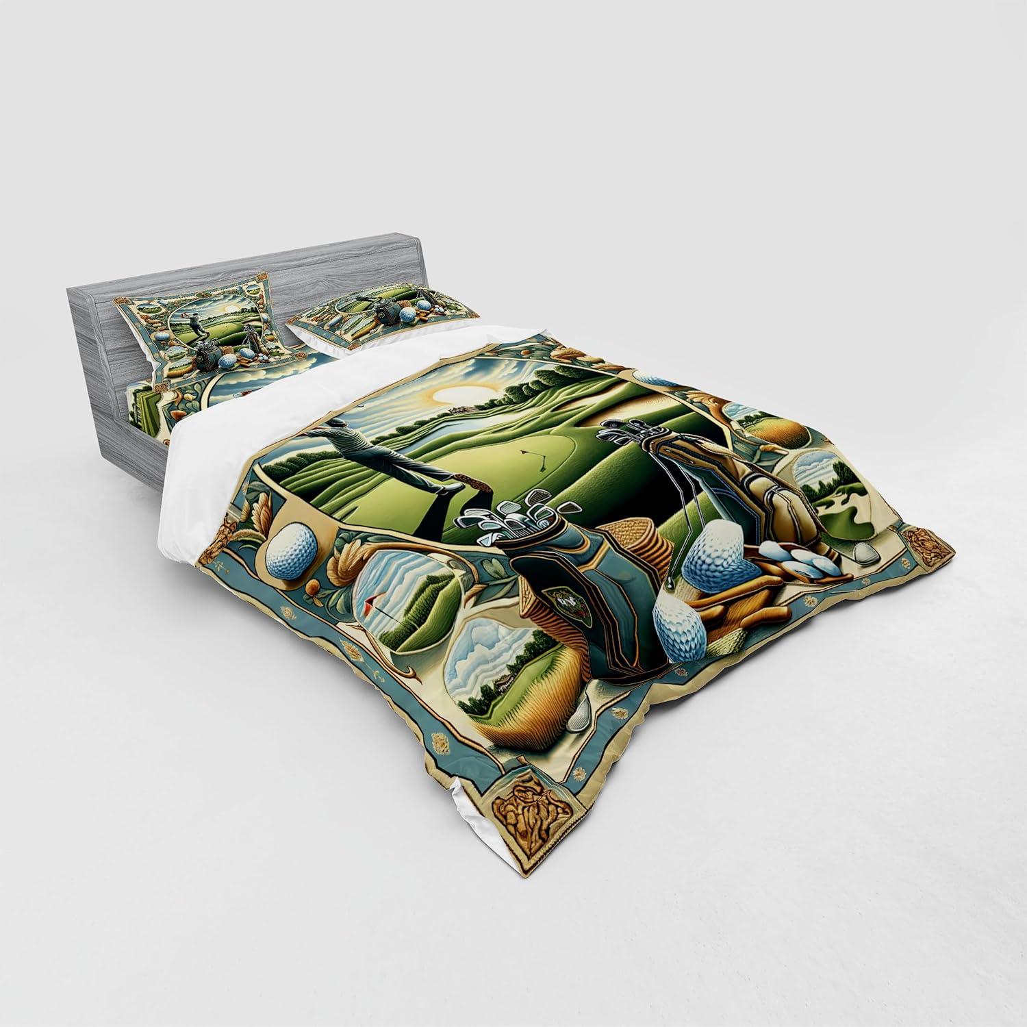 imageAmbesonne Floral Heart Bedding Set Tenderness of Romantic Garden Ivy Branches and Roses Valentines Day 3 Piece Duvet Cover Set with Sham and Fitted Sheet Twin XL Size Laurel Green and PinkFern Green Blue and Mustard