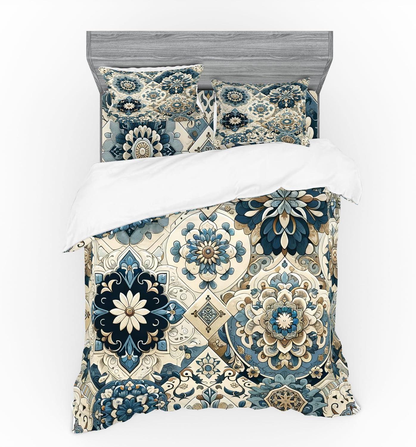 imageAmbesonne Floral Heart Bedding Set Tenderness of Romantic Garden Ivy Branches and Roses Valentines Day 3 Piece Duvet Cover Set with Sham and Fitted Sheet Twin XL Size Laurel Green and PinkOff White Cadet Blue