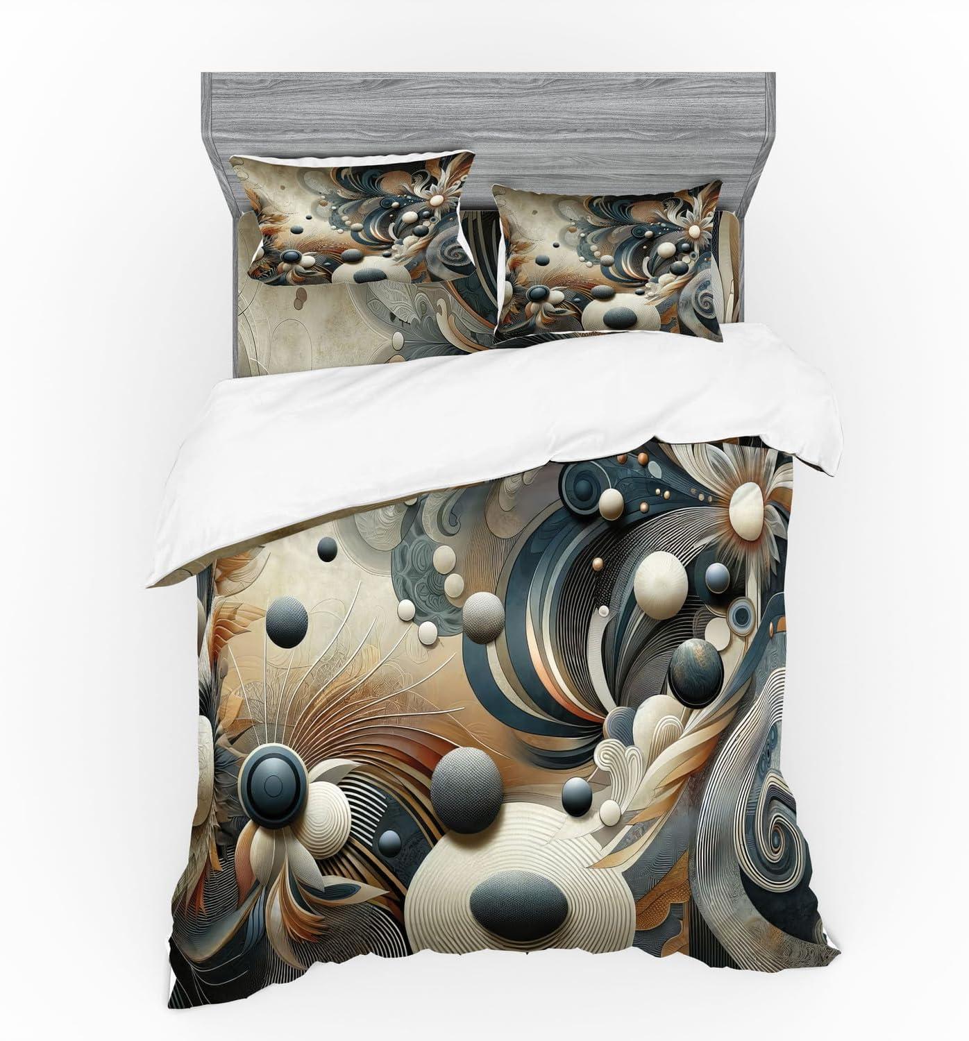 imageAmbesonne Floral Heart Bedding Set Tenderness of Romantic Garden Ivy Branches and Roses Valentines Day 3 Piece Duvet Cover Set with Sham and Fitted Sheet Twin XL Size Laurel Green and PinkDark Slate Blue and Tan