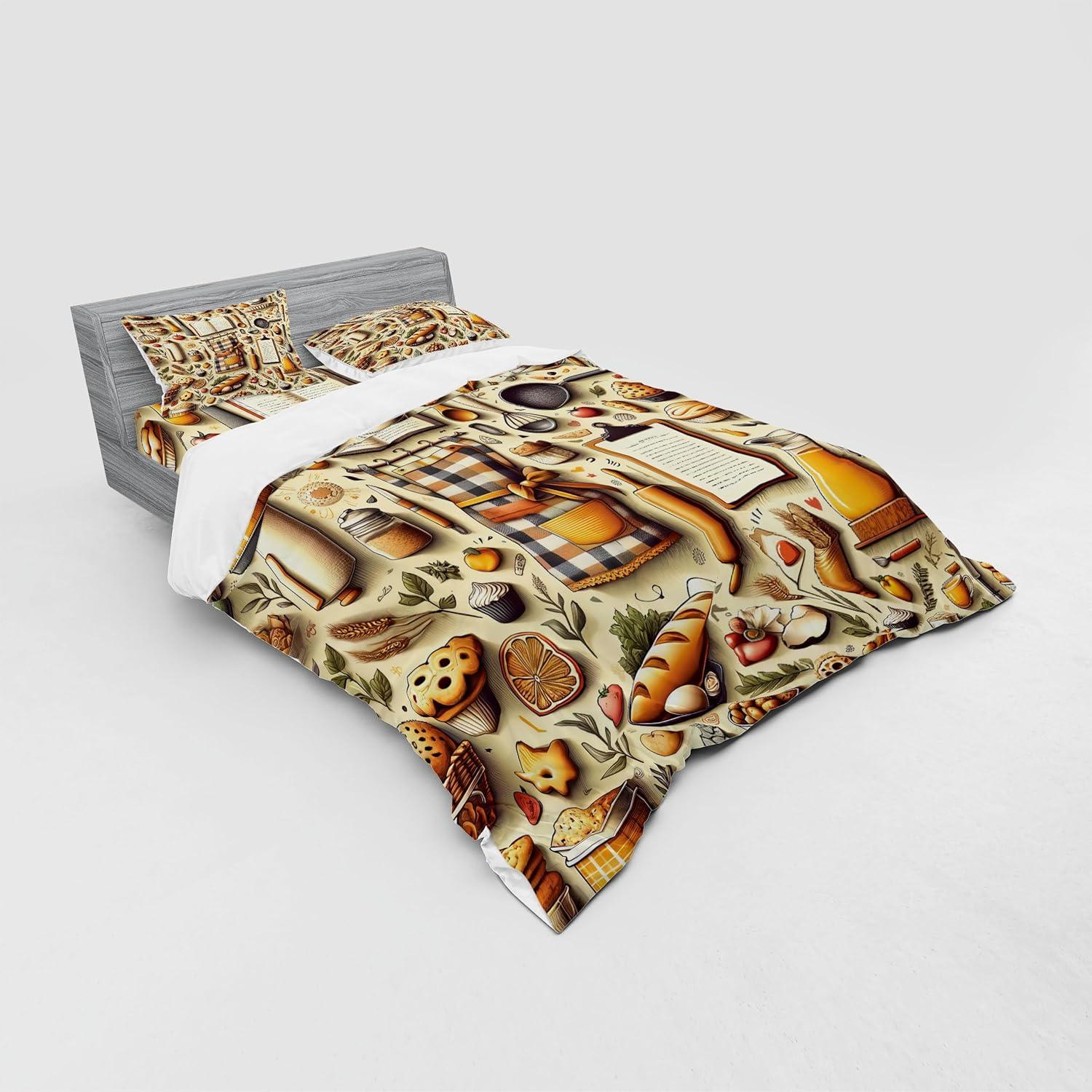 imageAmbesonne Floral Heart Bedding Set Tenderness of Romantic Garden Ivy Branches and Roses Valentines Day 3 Piece Duvet Cover Set with Sham and Fitted Sheet Twin XL Size Laurel Green and PinkCream and Orange