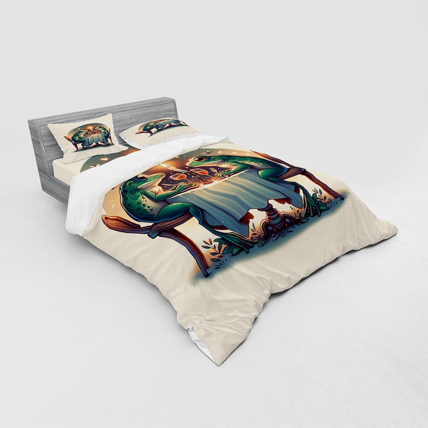 imageAmbesonne Floral Heart Bedding Set Tenderness of Romantic Garden Ivy Branches and Roses Valentines Day 3 Piece Duvet Cover Set with Sham and Fitted Sheet Twin XL Size Laurel Green and PinkFern Green White Brown