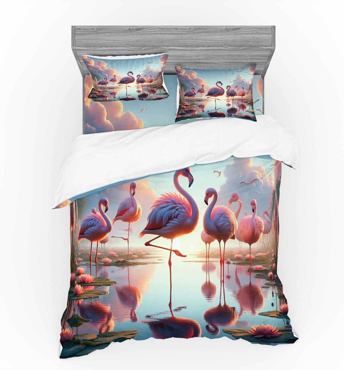 imageAmbesonne Floral Heart Bedding Set Tenderness of Romantic Garden Ivy Branches and Roses Valentines Day 3 Piece Duvet Cover Set with Sham and Fitted Sheet Twin XL Size Laurel Green and PinkPale Pink Soft Blue