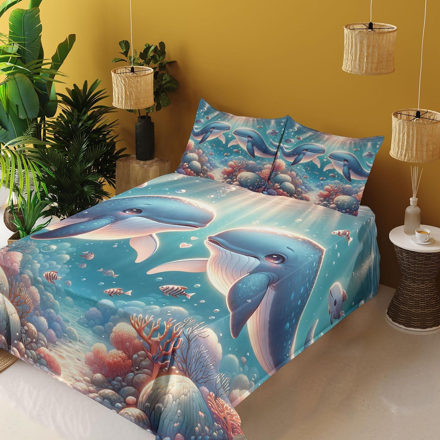 imageAmbesonne Floral Heart Sheet Set Tenderness of Romantic Garden Ivy Branches and Roses Valentines Day Fitted and Flat Sheet with Pillowcase Bedding Accent 3 Piece Set Twin Laurel Green and PinkSea Blue and Coral