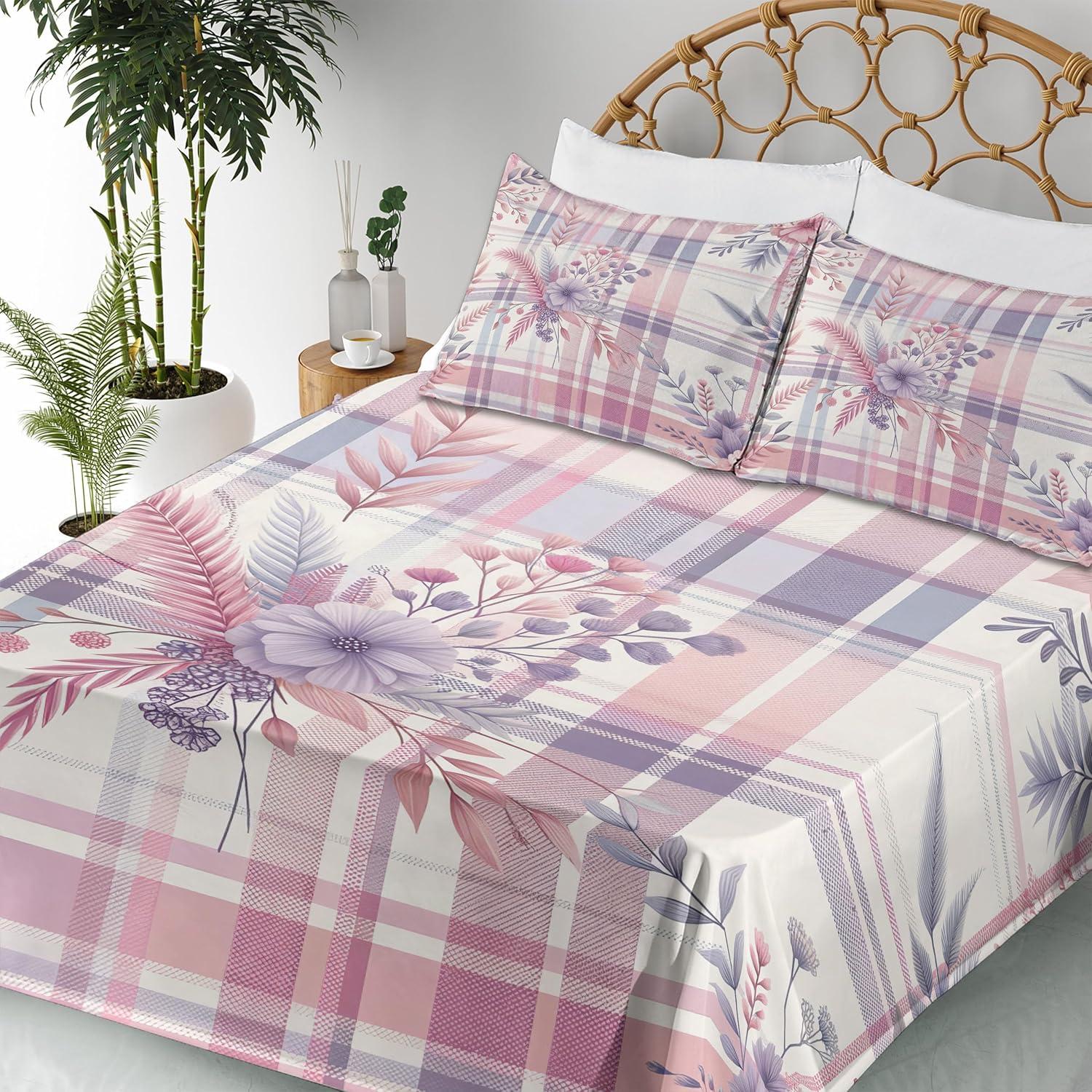 imageAmbesonne Floral Heart Sheet Set Tenderness of Romantic Garden Ivy Branches and Roses Valentines Day Fitted and Flat Sheet with Pillowcase Bedding Accent 3 Piece Set Twin Laurel Green and PinkLilac and Pale Pink