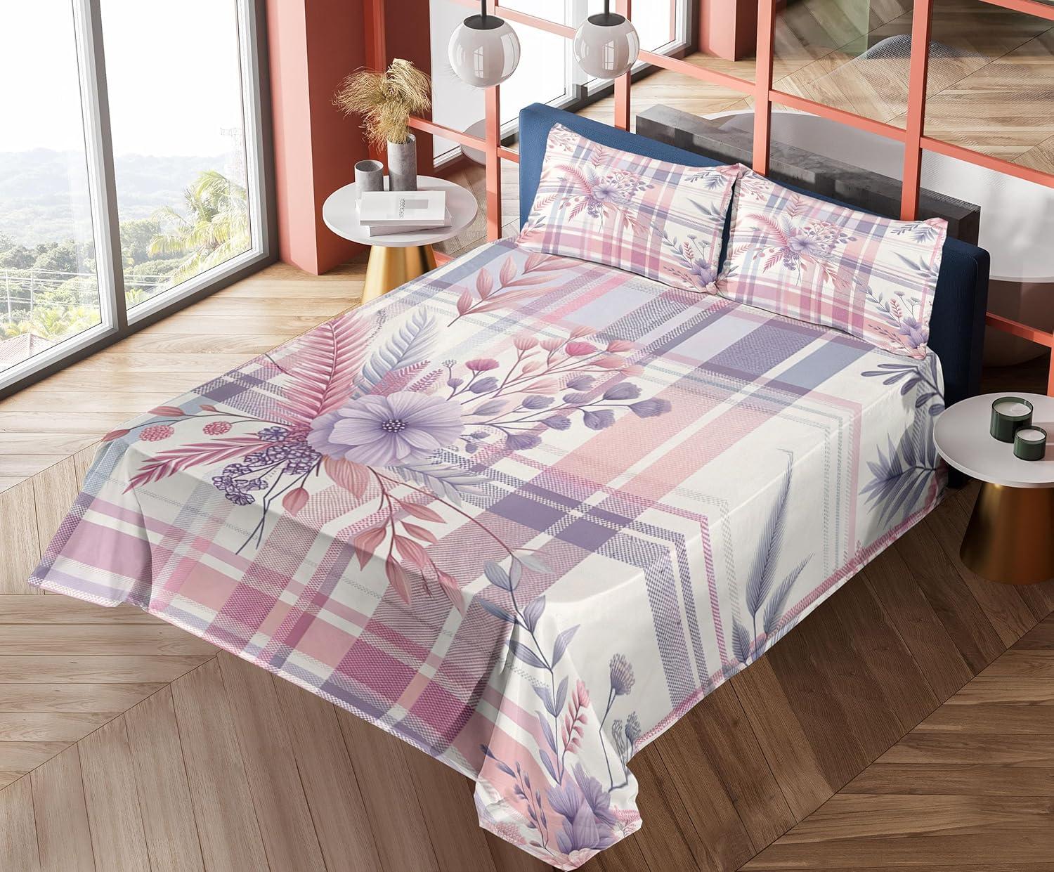 imageAmbesonne Floral Heart Sheet Set Tenderness of Romantic Garden Ivy Branches and Roses Valentines Day Fitted and Flat Sheet with Pillowcase Bedding Accent 3 Piece Set Twin Laurel Green and PinkLilac and Pale Pink