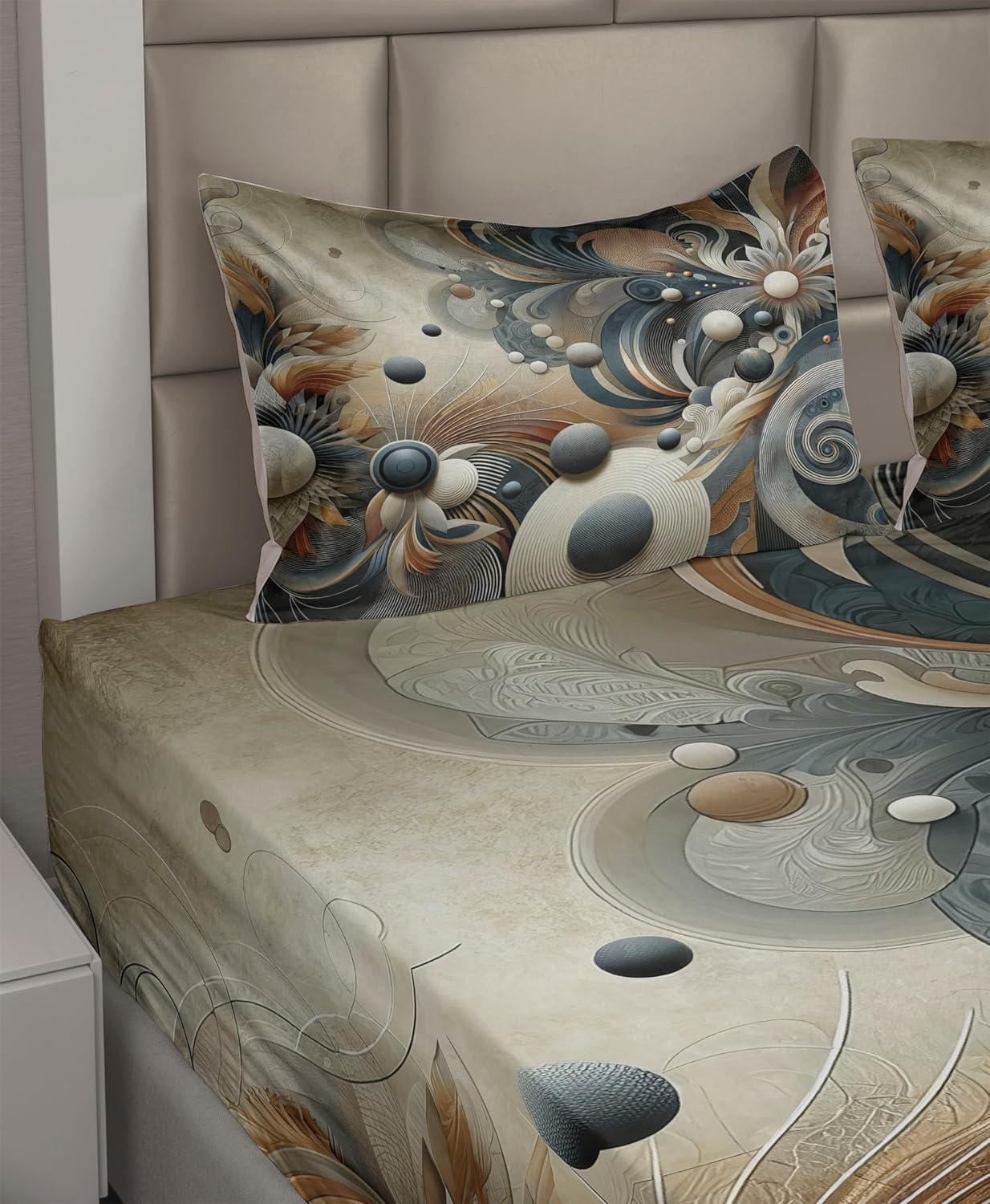 imageAmbesonne Floral Heart Sheet Set Tenderness of Romantic Garden Ivy Branches and Roses Valentines Day Fitted and Flat Sheet with Pillowcase Bedding Accent 3 Piece Set Twin Laurel Green and PinkDark Slate Blue and Tan