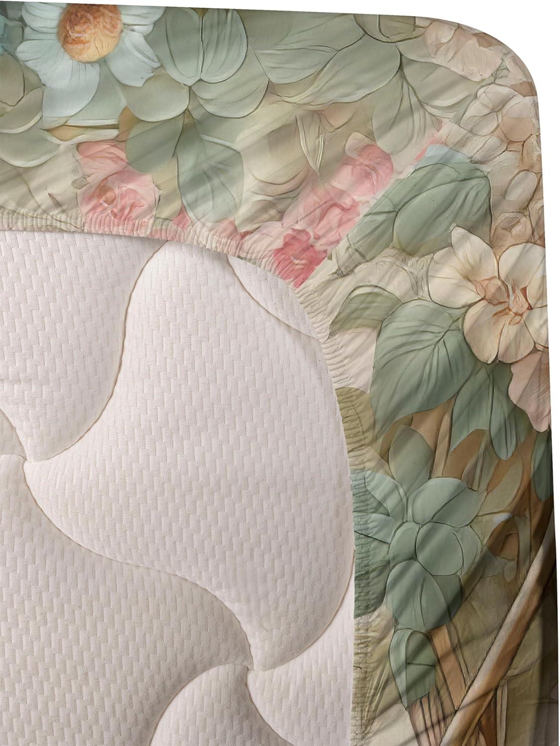 imageAmbesonne Floral Heart Sheet Set Tenderness of Romantic Garden Ivy Branches and Roses Valentines Day Fitted and Flat Sheet with Pillowcase Bedding Accent 3 Piece Set Twin Laurel Green and PinkLaurel Green and Pink