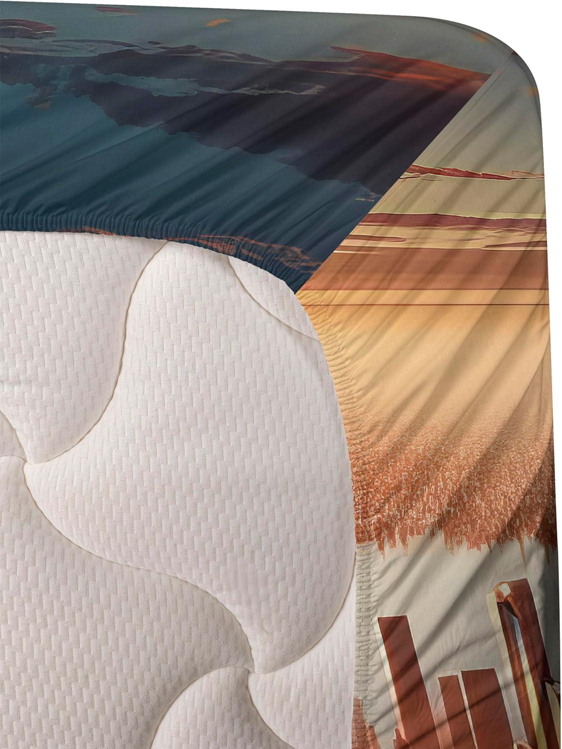 imageAmbesonne Floral Heart Sheet Set Tenderness of Romantic Garden Ivy Branches and Roses Valentines Day Fitted and Flat Sheet with Pillowcase Bedding Accent 3 Piece Set Twin Laurel Green and PinkBlue and Pale Cinnamon