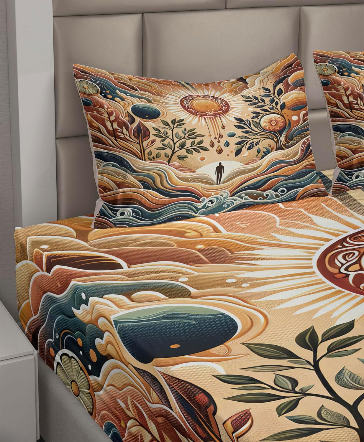 imageAmbesonne Floral Heart Sheet Set Tenderness of Romantic Garden Ivy Branches and Roses Valentines Day Fitted and Flat Sheet with Pillowcase Bedding Accent 3 Piece Set Twin Laurel Green and PinkPale Brown Petrol Blue