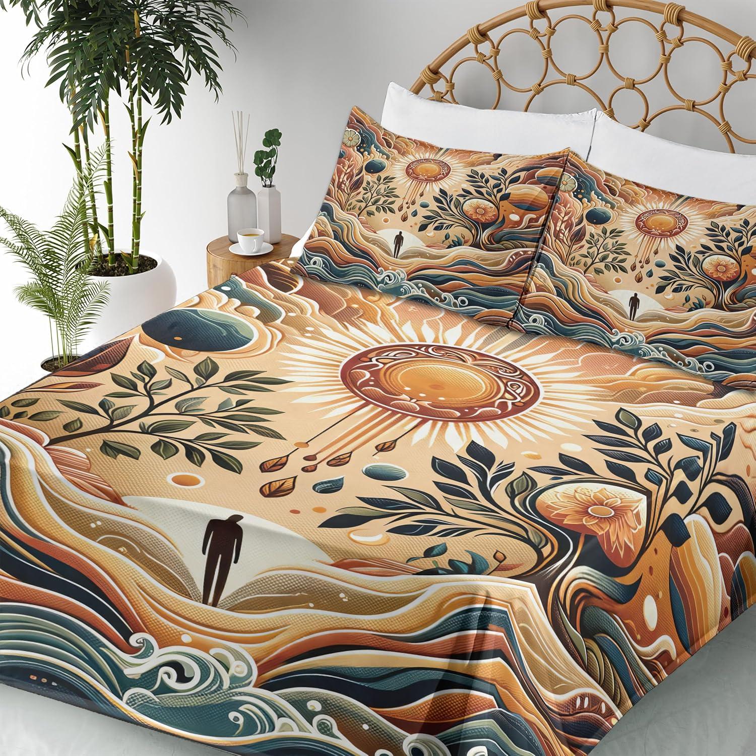 imageAmbesonne Floral Heart Sheet Set Tenderness of Romantic Garden Ivy Branches and Roses Valentines Day Fitted and Flat Sheet with Pillowcase Bedding Accent 3 Piece Set Twin Laurel Green and PinkPale Brown Petrol Blue