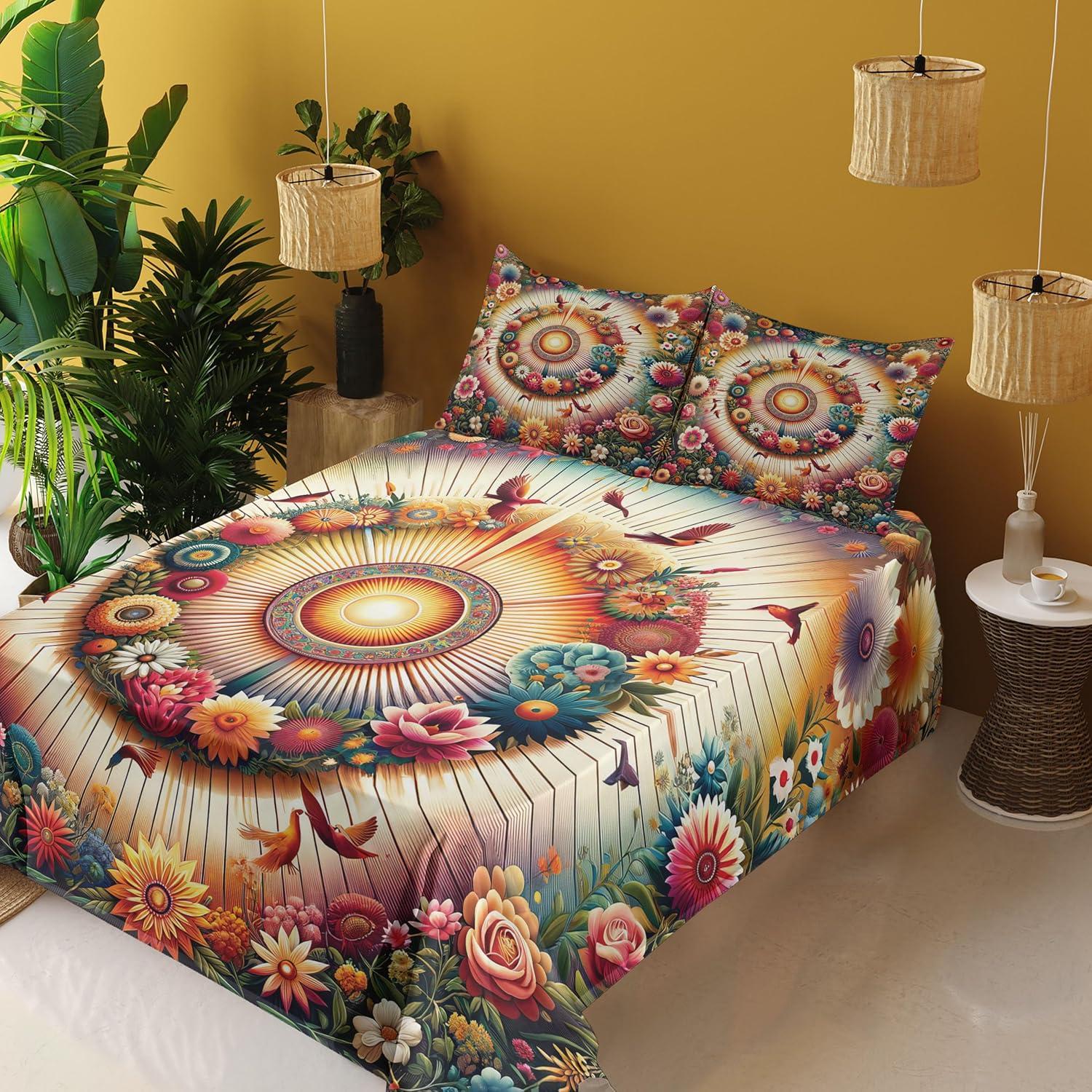 imageAmbesonne Floral Heart Sheet Set Tenderness of Romantic Garden Ivy Branches and Roses Valentines Day Fitted and Flat Sheet with Pillowcase Bedding Accent 3 Piece Set Twin Laurel Green and PinkOrange Evergreen Pink