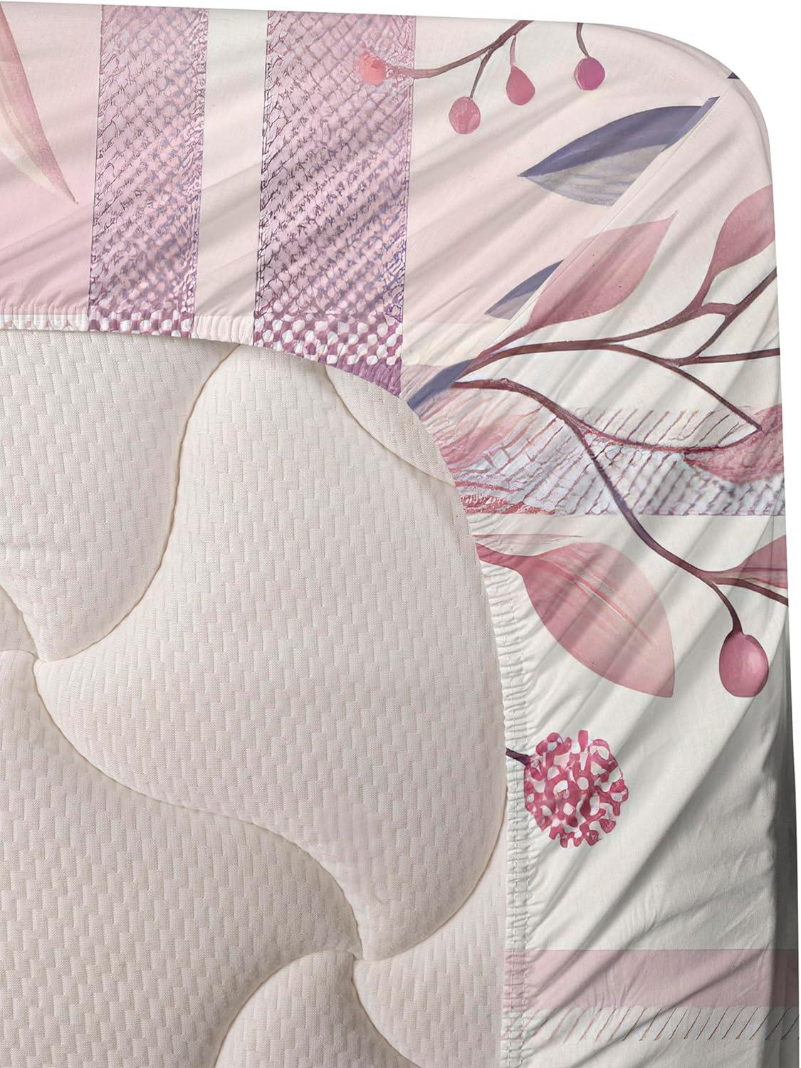 imageAmbesonne Floral Heart Sheet Set Tenderness of Romantic Garden Ivy Branches and Roses Valentines Day Fitted and Flat Sheet with Pillowcase Bedding Accent 3 Piece Set Twin Laurel Green and PinkLilac and Pale Pink