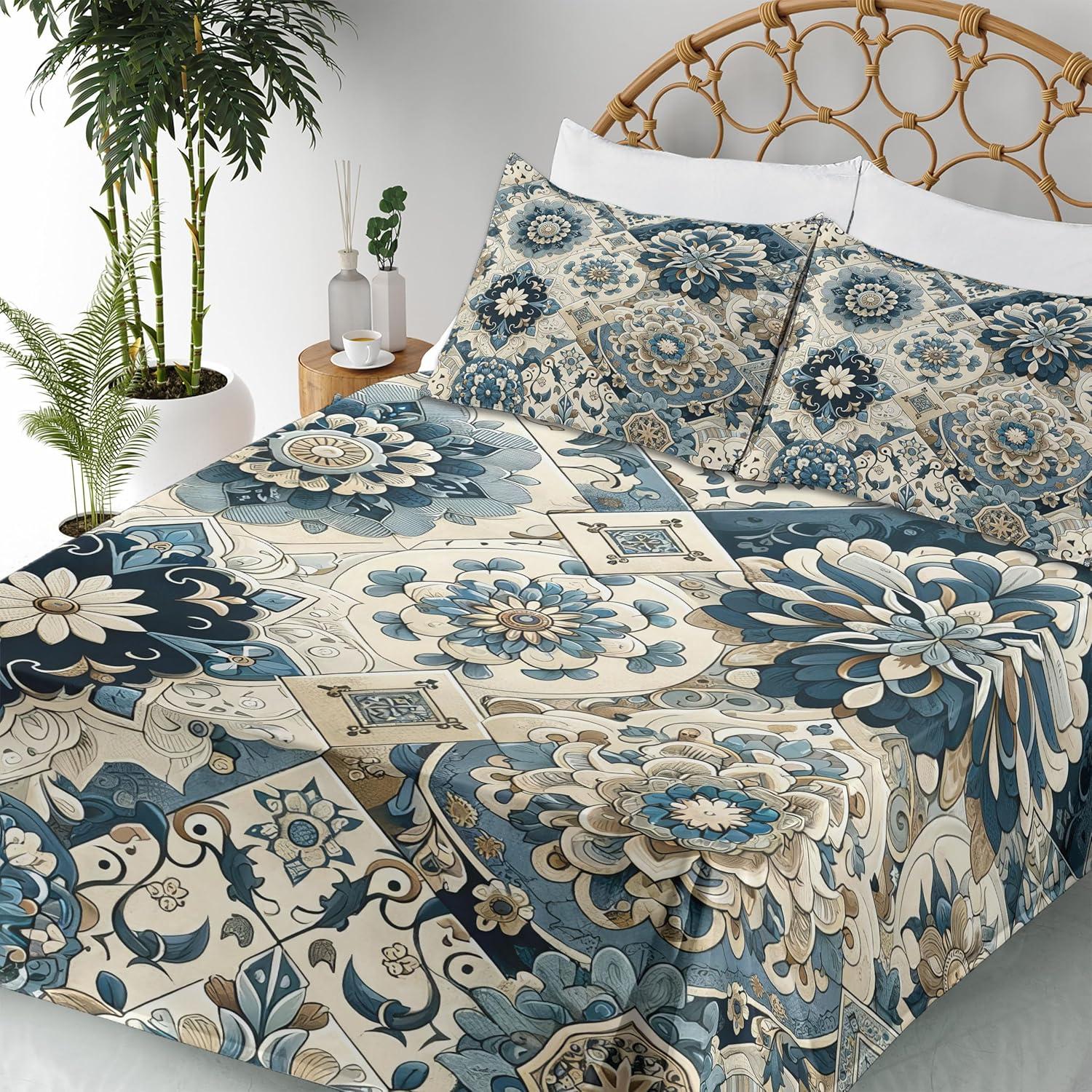 imageAmbesonne Floral Heart Sheet Set Tenderness of Romantic Garden Ivy Branches and Roses Valentines Day Fitted and Flat Sheet with Pillowcase Bedding Accent 3 Piece Set Twin Laurel Green and PinkOff White Cadet Blue