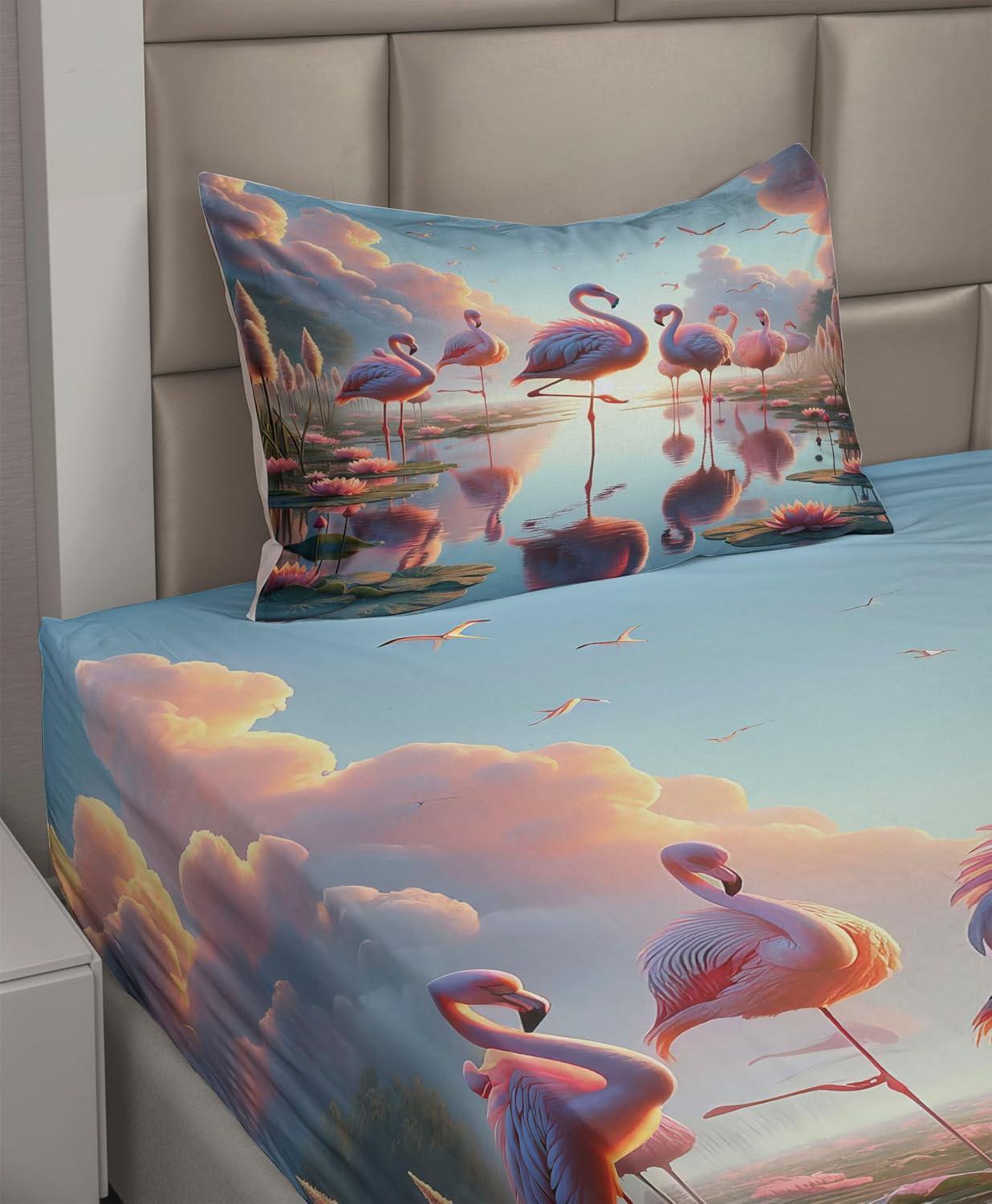 imageAmbesonne Floral Heart Sheet Set Tenderness of Romantic Garden Ivy Branches and Roses Valentines Day Fitted and Flat Sheet with Pillowcase Bedding Accent 3 Piece Set Twin Laurel Green and PinkPale Pink Soft Blue