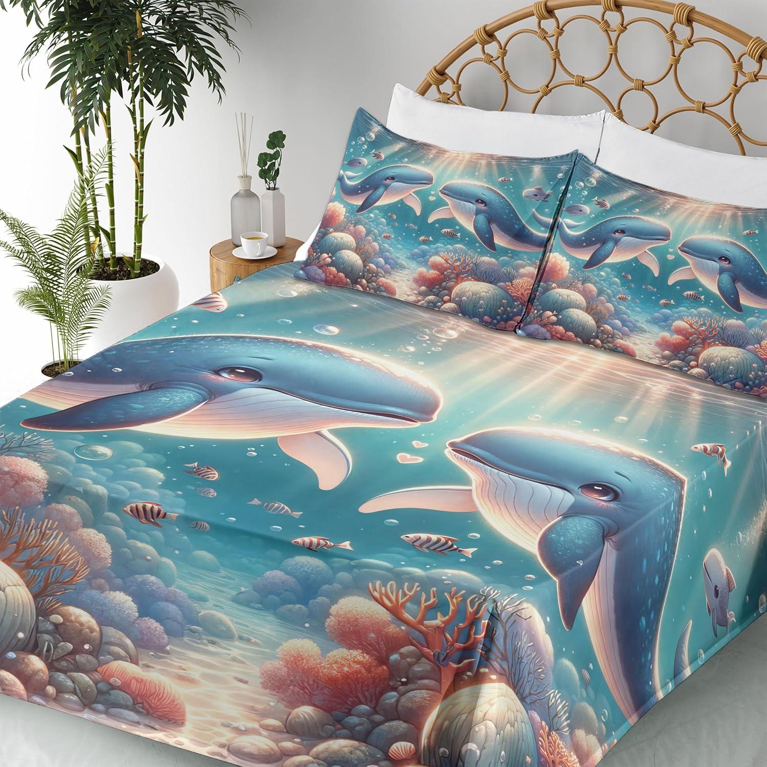 imageAmbesonne Floral Heart Sheet Set Tenderness of Romantic Garden Ivy Branches and Roses Valentines Day Fitted and Flat Sheet with Pillowcase Bedding Accent 3 Piece Set Twin Laurel Green and PinkSea Blue and Coral