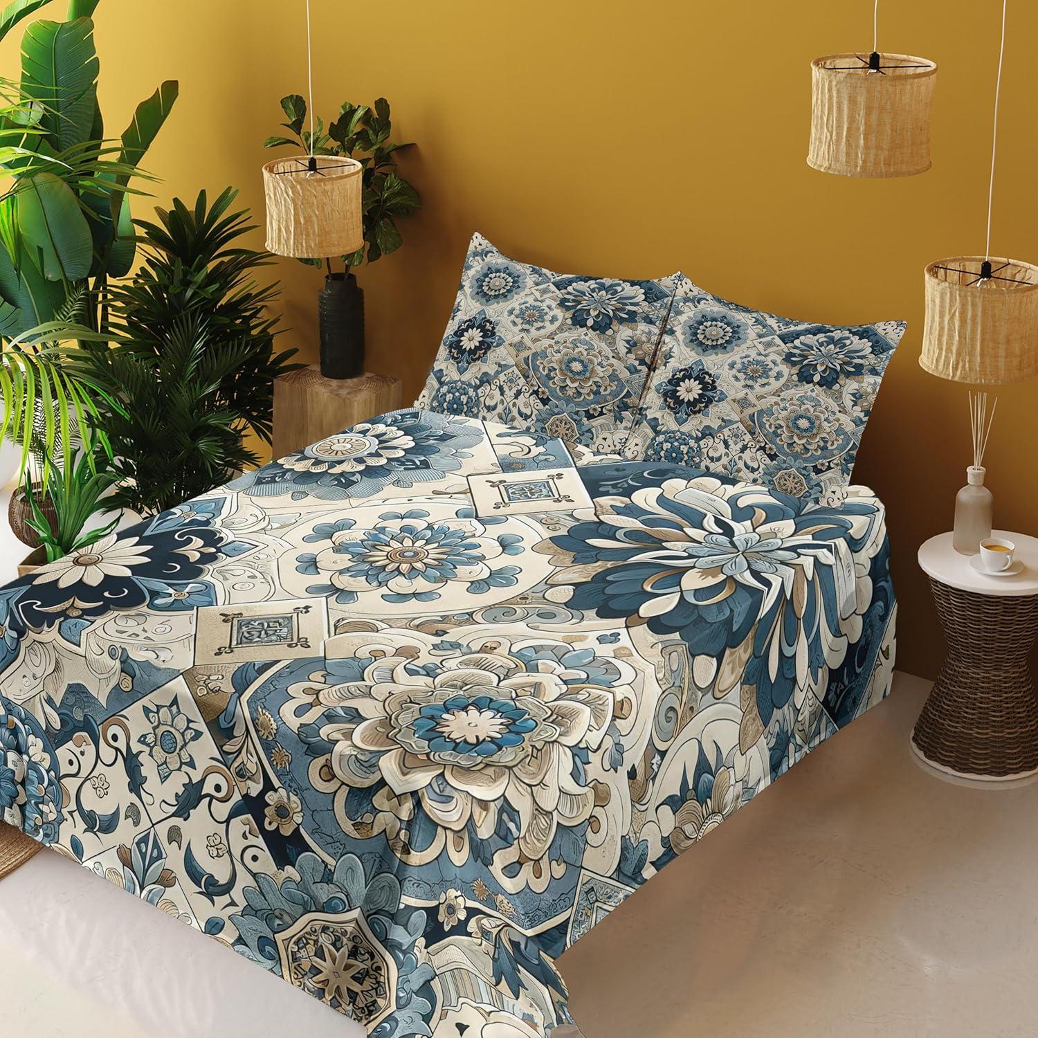 imageAmbesonne Floral Heart Sheet Set Tenderness of Romantic Garden Ivy Branches and Roses Valentines Day Fitted and Flat Sheet with Pillowcase Bedding Accent 3 Piece Set Twin Laurel Green and PinkOff White Cadet Blue