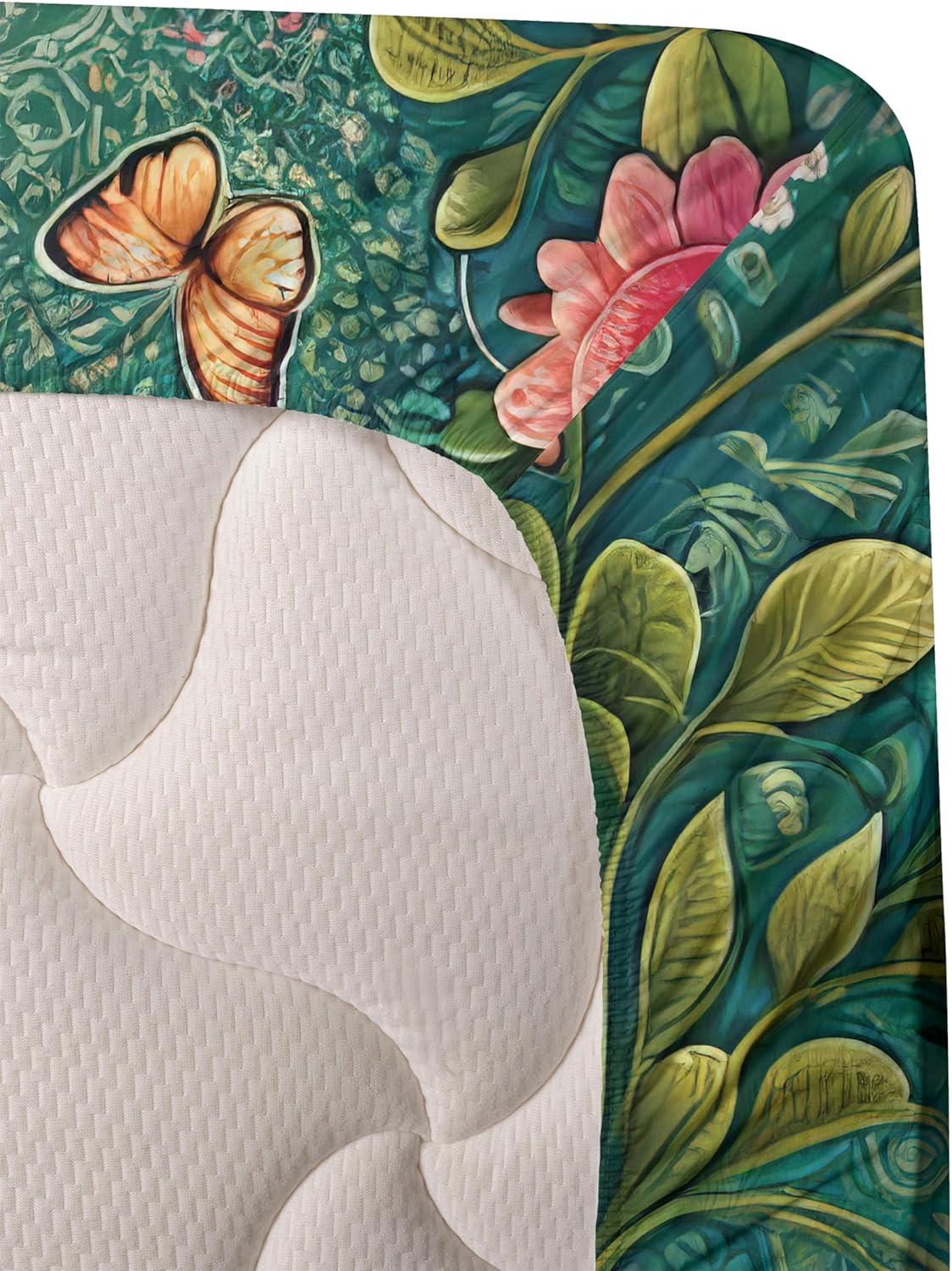 imageAmbesonne Floral Heart Sheet Set Tenderness of Romantic Garden Ivy Branches and Roses Valentines Day Fitted and Flat Sheet with Pillowcase Bedding Accent 3 Piece Set Twin Laurel Green and PinkGreen Blue and Pink