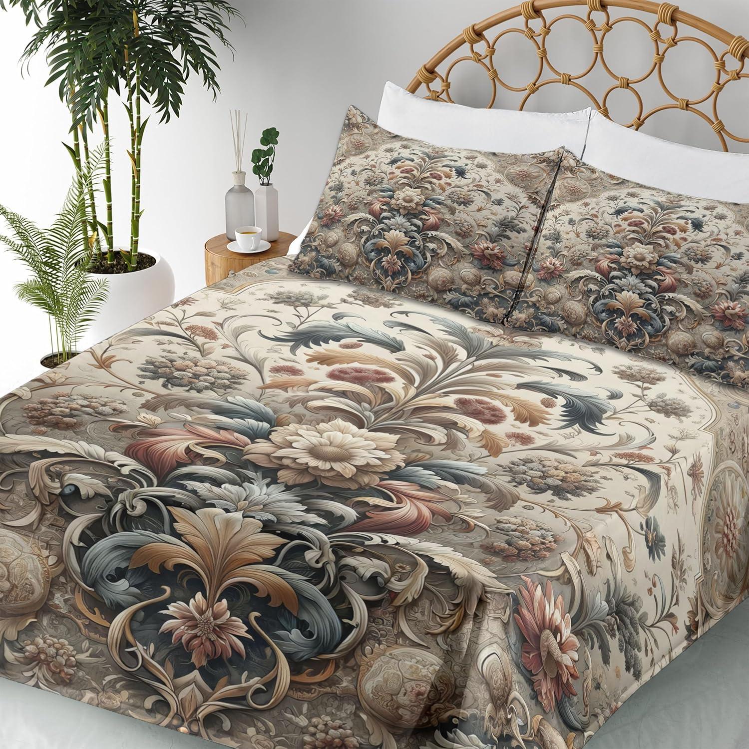 imageAmbesonne Floral Heart Sheet Set Tenderness of Romantic Garden Ivy Branches and Roses Valentines Day Fitted and Flat Sheet with Pillowcase Bedding Accent 3 Piece Set Twin Laurel Green and PinkTan Dark Blue and Pale Ruby