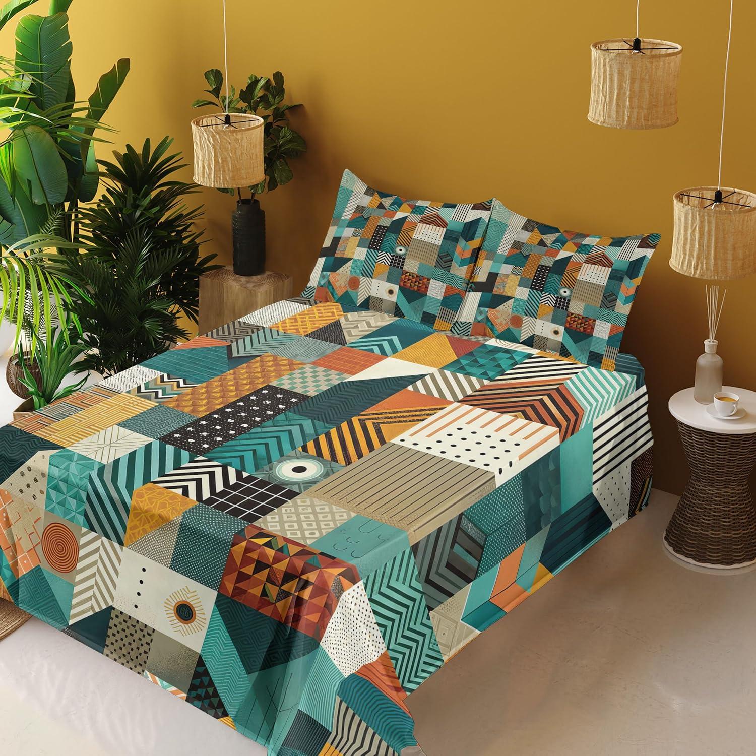 imageAmbesonne Floral Heart Sheet Set Tenderness of Romantic Garden Ivy Branches and Roses Valentines Day Fitted and Flat Sheet with Pillowcase Bedding Accent 3 Piece Set Twin Laurel Green and PinkTeal Orange Multicolor