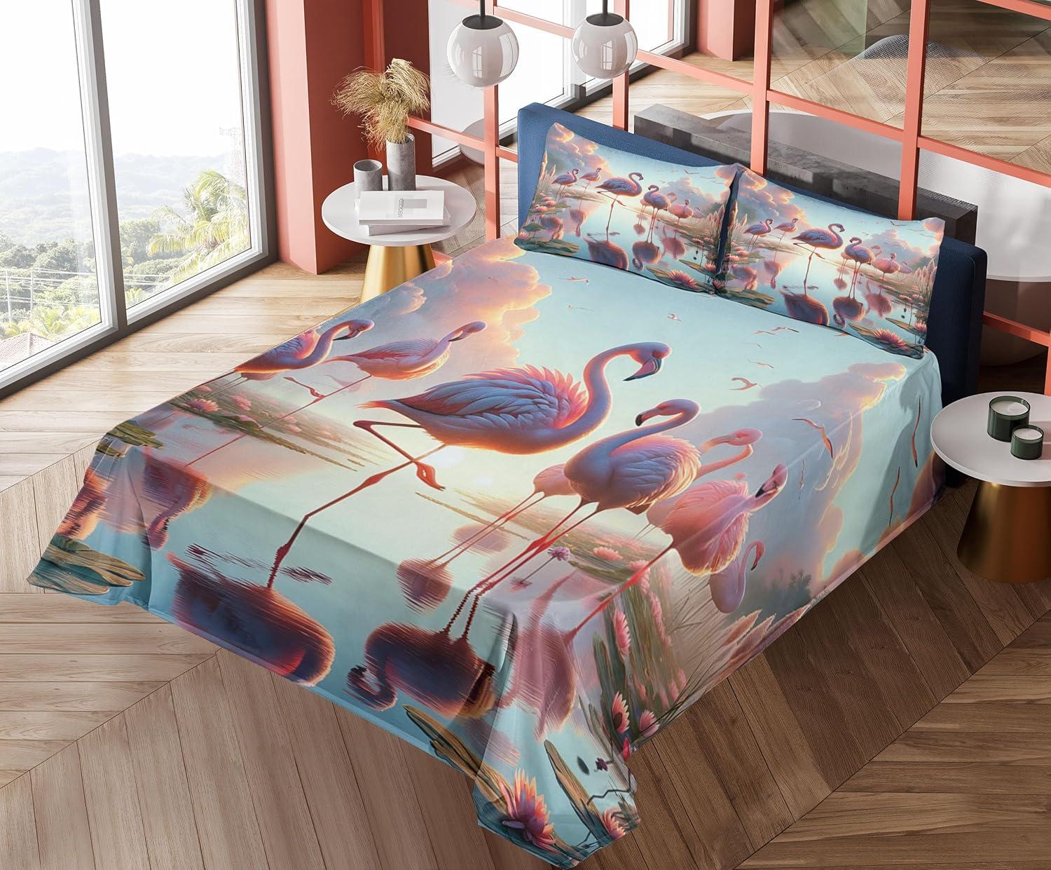 imageAmbesonne Floral Heart Sheet Set Tenderness of Romantic Garden Ivy Branches and Roses Valentines Day Fitted and Flat Sheet with Pillowcase Bedding Accent 3 Piece Set Twin Laurel Green and PinkPale Pink Soft Blue