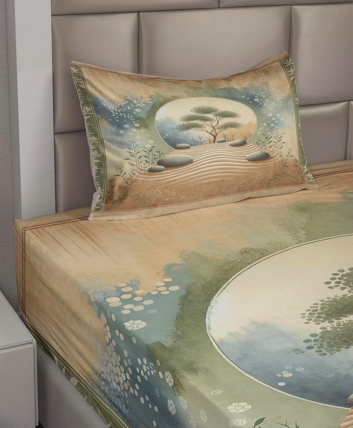 imageAmbesonne Floral Heart Sheet Set Tenderness of Romantic Garden Ivy Branches and Roses Valentines Day Fitted and Flat Sheet with Pillowcase Bedding Accent 3 Piece Set Twin Laurel Green and PinkCamel Reseda Green Blue