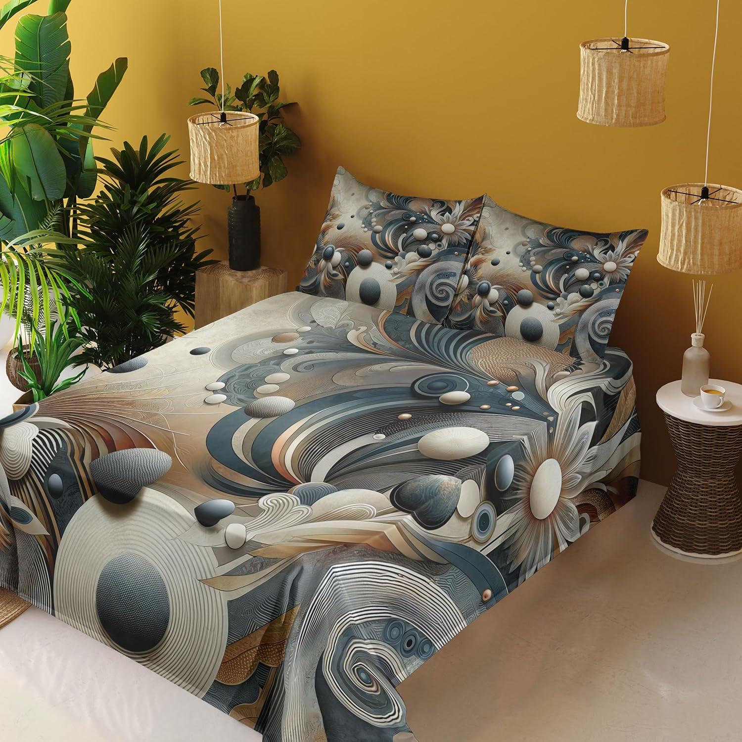 imageAmbesonne Floral Heart Sheet Set Tenderness of Romantic Garden Ivy Branches and Roses Valentines Day Fitted and Flat Sheet with Pillowcase Bedding Accent 3 Piece Set Twin Laurel Green and PinkDark Slate Blue and Tan