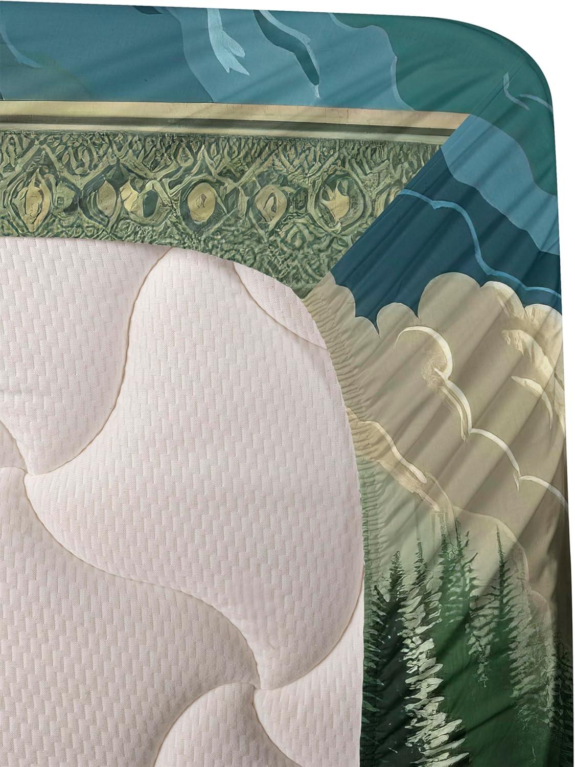 imageAmbesonne Floral Heart Sheet Set Tenderness of Romantic Garden Ivy Branches and Roses Valentines Day Fitted and Flat Sheet with Pillowcase Bedding Accent 3 Piece Set Twin Laurel Green and PinkGreen Blue