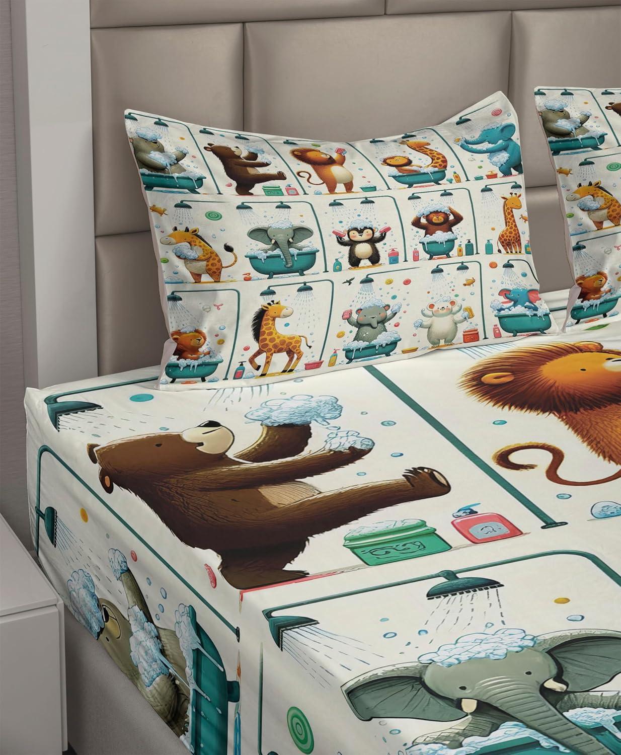 imageAmbesonne Floral Heart Sheet Set Tenderness of Romantic Garden Ivy Branches and Roses Valentines Day Fitted and Flat Sheet with Pillowcase Bedding Accent 3 Piece Set Twin Laurel Green and PinkTeal Burnt Orange Ivory