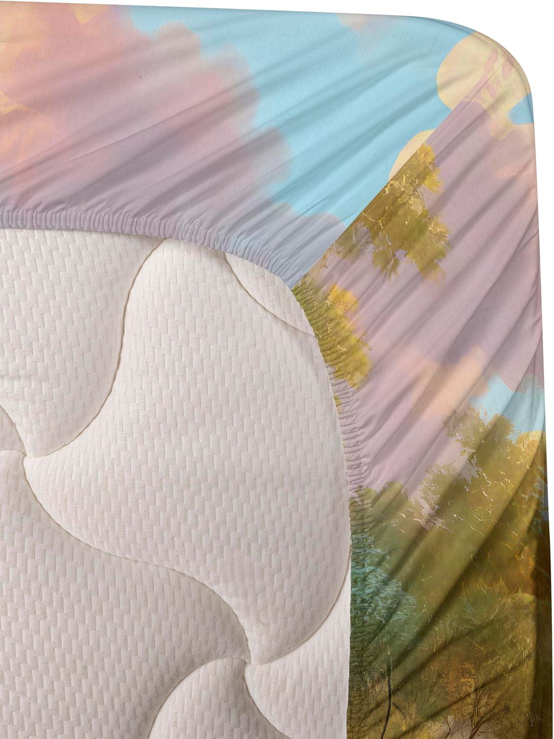 imageAmbesonne Floral Heart Sheet Set Tenderness of Romantic Garden Ivy Branches and Roses Valentines Day Fitted and Flat Sheet with Pillowcase Bedding Accent 3 Piece Set Twin Laurel Green and PinkFern Green Multicolor