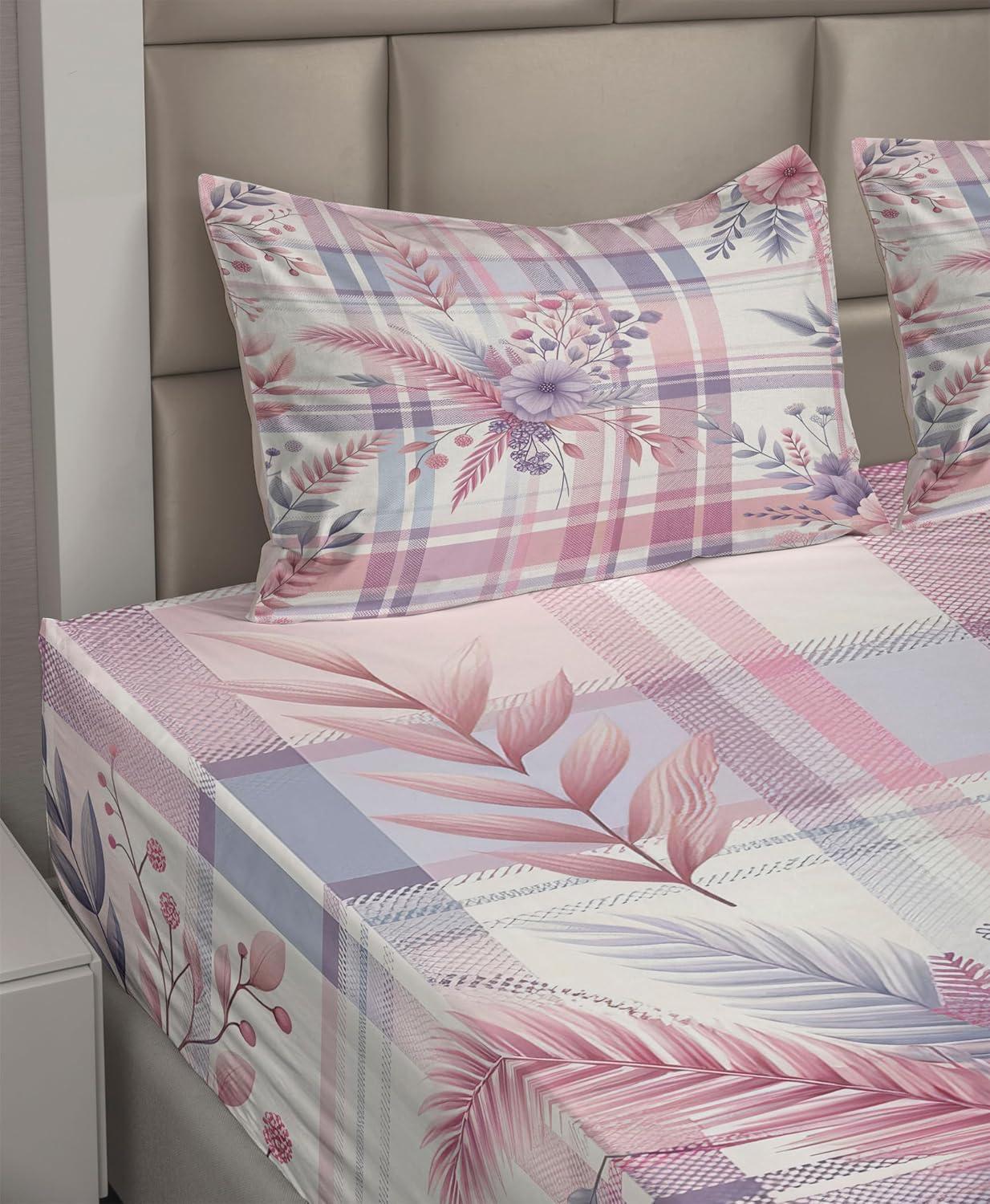 imageAmbesonne Floral Heart Sheet Set Tenderness of Romantic Garden Ivy Branches and Roses Valentines Day Fitted and Flat Sheet with Pillowcase Bedding Accent 3 Piece Set Twin Laurel Green and PinkLilac and Pale Pink