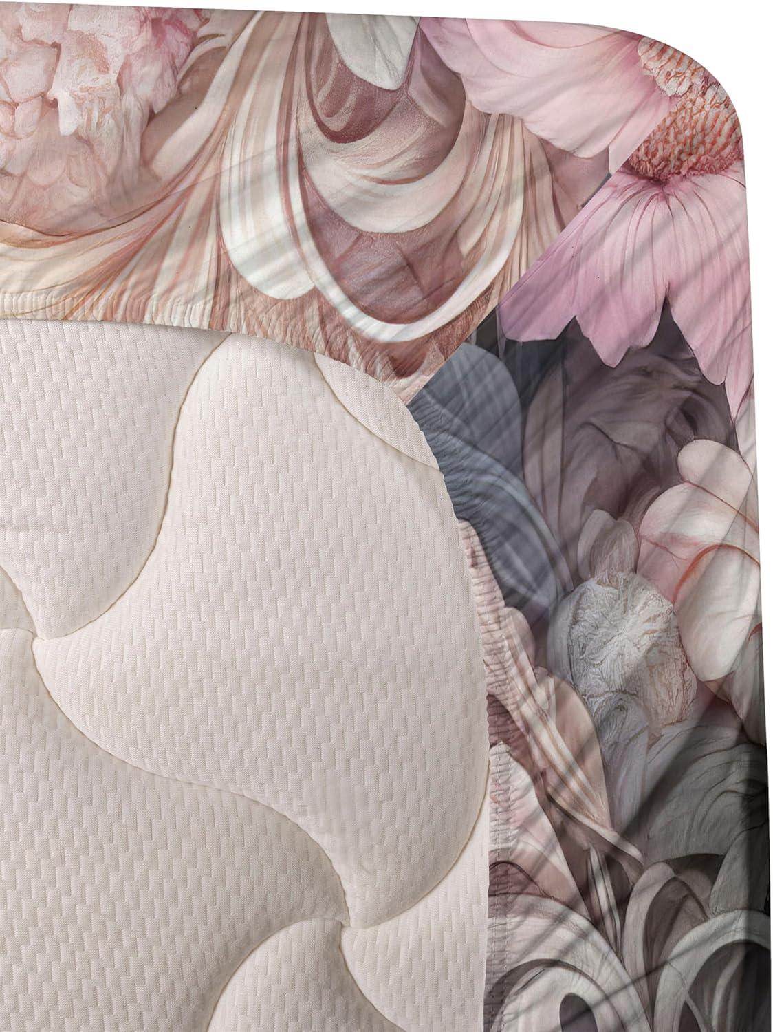 imageAmbesonne Floral Heart Sheet Set Tenderness of Romantic Garden Ivy Branches and Roses Valentines Day Fitted and Flat Sheet with Pillowcase Bedding Accent 3 Piece Set Twin Laurel Green and PinkPale Pink Peach and Lilac