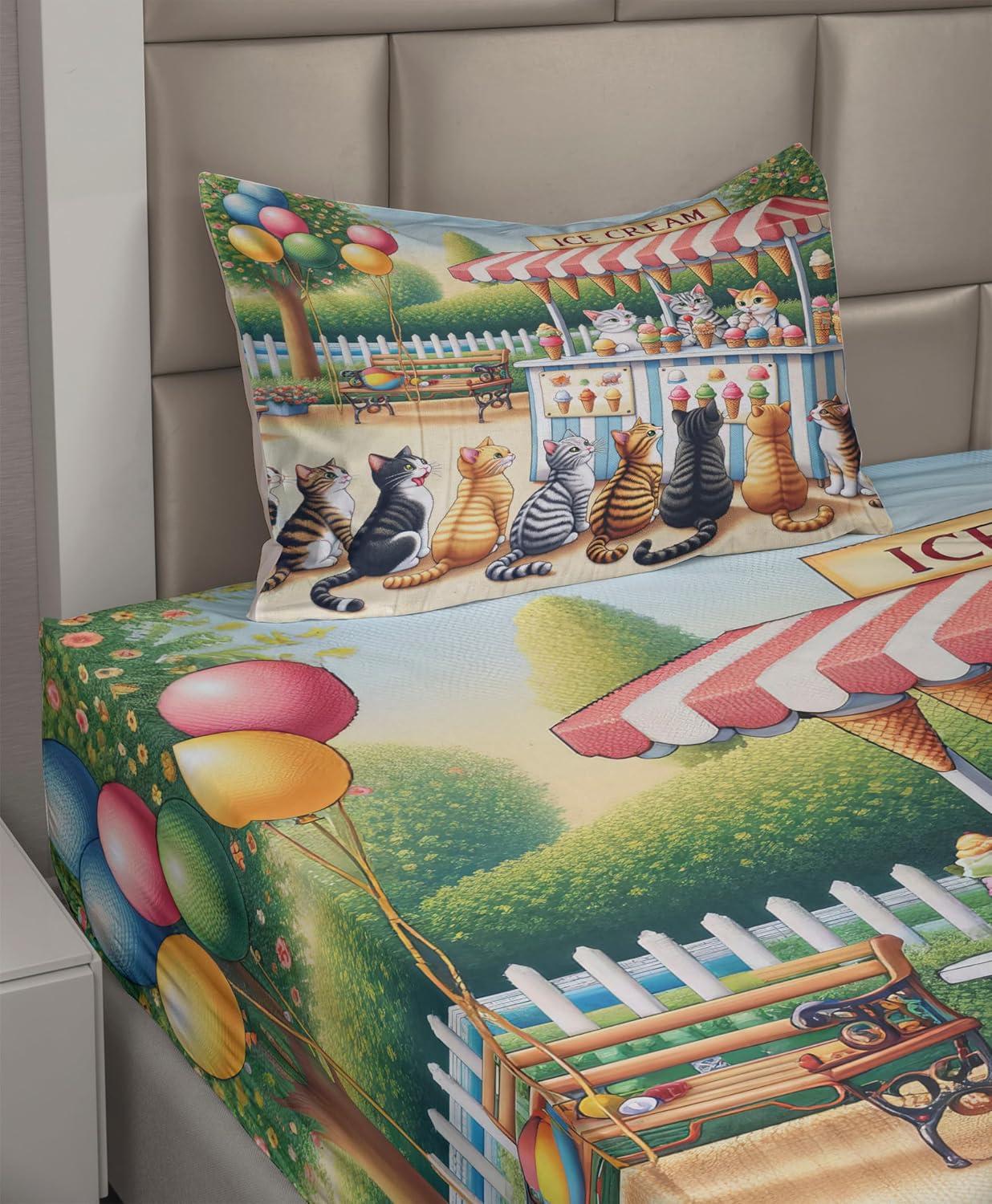 imageAmbesonne Floral Heart Sheet Set Tenderness of Romantic Garden Ivy Branches and Roses Valentines Day Fitted and Flat Sheet with Pillowcase Bedding Accent 3 Piece Set Twin Laurel Green and PinkMulticolor Orange Green