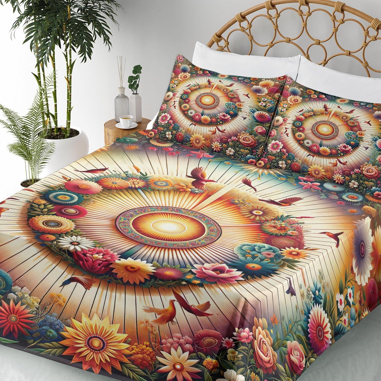 imageAmbesonne Floral Heart Sheet Set Tenderness of Romantic Garden Ivy Branches and Roses Valentines Day Fitted and Flat Sheet with Pillowcase Bedding Accent 3 Piece Set Twin Laurel Green and PinkOrange Evergreen Pink