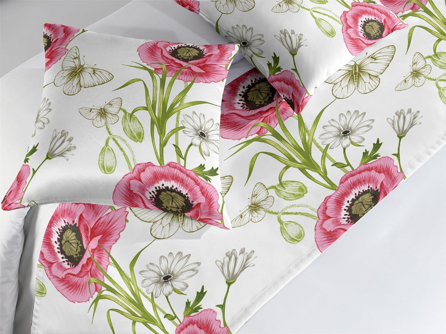 imageAmbesonne Garden Bed Runner Set Flowers Watercolor Splashes Valentine Romantic Theme Illustration Decorative Bedding Scarf and a Pillow Sham for Hotels Homes Twin Dark Pink Coral and BlushDark Pink and Olive Green