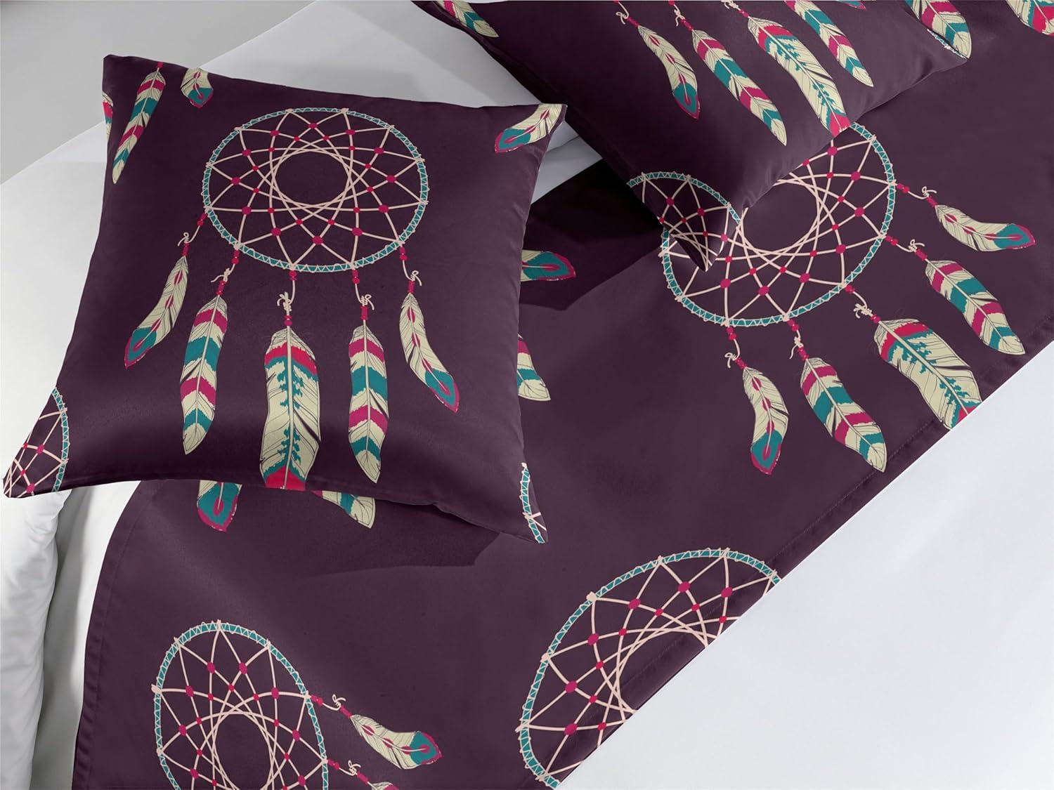 imageAmbesonne Garden Bed Runner Set Flowers Watercolor Splashes Valentine Romantic Theme Illustration Decorative Bedding Scarf and a Pillow Sham for Hotels Homes Twin Dark Pink Coral and BlushDark Purple and Teal