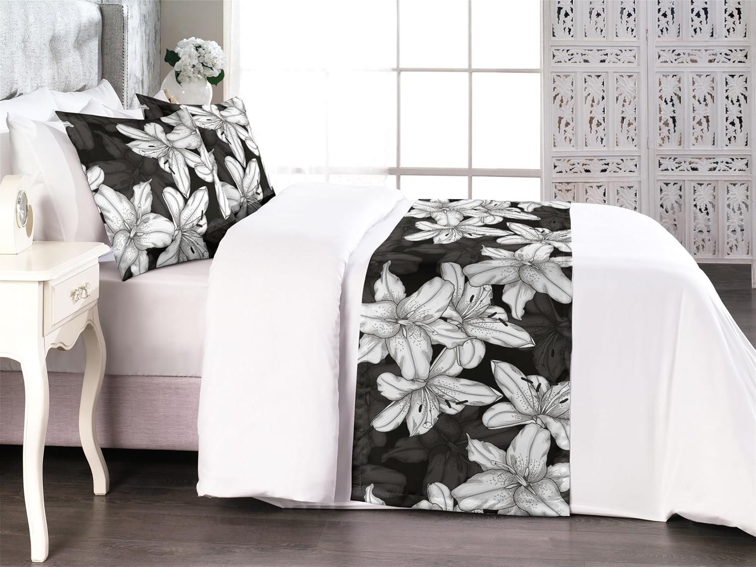 imageAmbesonne Garden Bed Runner Set Flowers Watercolor Splashes Valentine Romantic Theme Illustration Decorative Bedding Scarf and a Pillow Sham for Hotels Homes Twin Dark Pink Coral and BlushCharcoal Grey and White