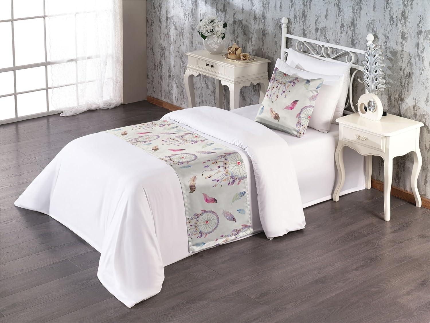 imageAmbesonne Garden Bed Runner Set Flowers Watercolor Splashes Valentine Romantic Theme Illustration Decorative Bedding Scarf and a Pillow Sham for Hotels Homes Twin Dark Pink Coral and BlushDried Rose and Ceil Blue
