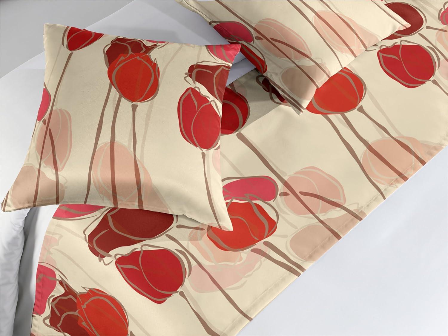 imageAmbesonne Garden Bed Runner Set Flowers Watercolor Splashes Valentine Romantic Theme Illustration Decorative Bedding Scarf and a Pillow Sham for Hotels Homes Twin Dark Pink Coral and BlushScarlet and Dark Coral