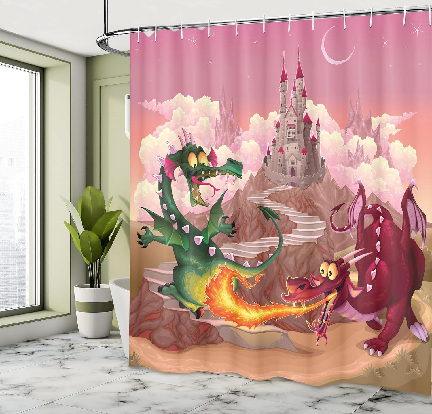 imageAmbesonne Owls Shower Curtain Owl Cartoon Pattern Feminine Soft Colors Happy Springtime Cloth Fabric Bathroom Decor Set with Hooks 69 W x 70 L Rose Pale Yellow PurpleGreen and Pink