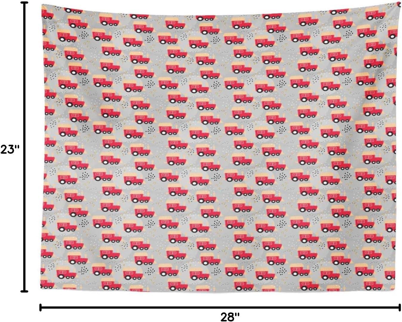 imageAmbesonne Transportation Tapestry Cartoon Train Motifs Childish Locomotives and Hearts Shapes Fabric Wall Hanging Decor for Bedroom Living Room Dorm 28 X 23 Dark Coral Peach28L x 23W