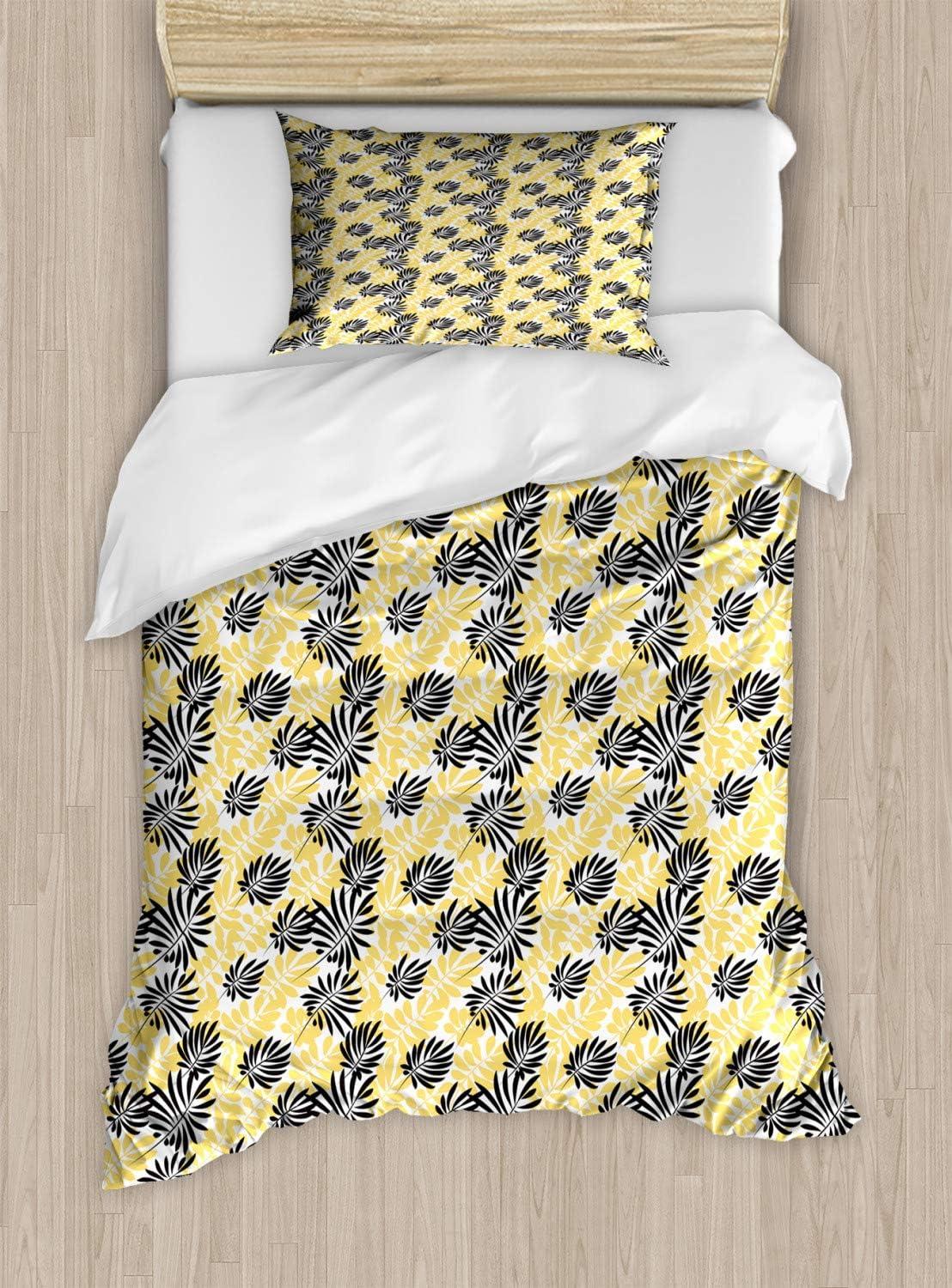 imageAmbesonne Valentines Day Duvet Cover Set White Hearts on Vibrant Background Love Pattern for Romantic Couples Decorative 2 Piece Bedding Set with 1 Pillow Sham Twin Size Vermilion WhiteYellow and Black