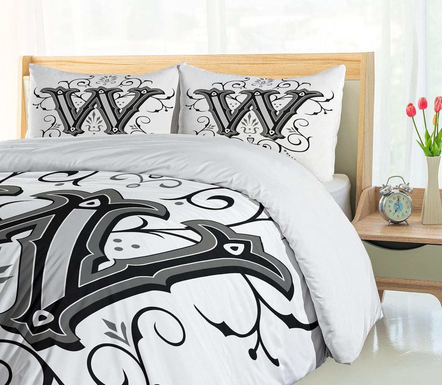 imageAmbesonne Valentines Day Duvet Cover Set White Hearts on Vibrant Background Love Pattern for Romantic Couples Decorative 2 Piece Bedding Set with 1 Pillow Sham Twin Size Vermilion WhiteBlack Grey White