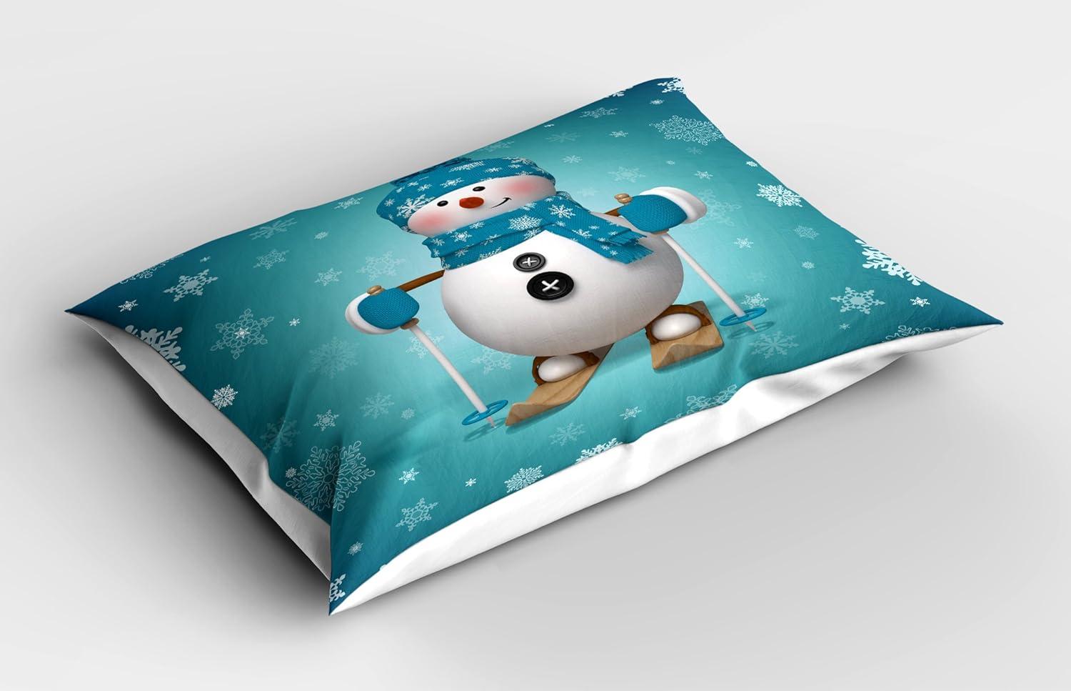 imageAmbesonne Valentines Day Pillow Sham Set of 2 Jumping Reindeer Leaving a Starry Trace Behind Popular Christmas Character Quality Microfiber Bedding Item for All Seasons 26 x 20 White RedPale Brown Turquoise