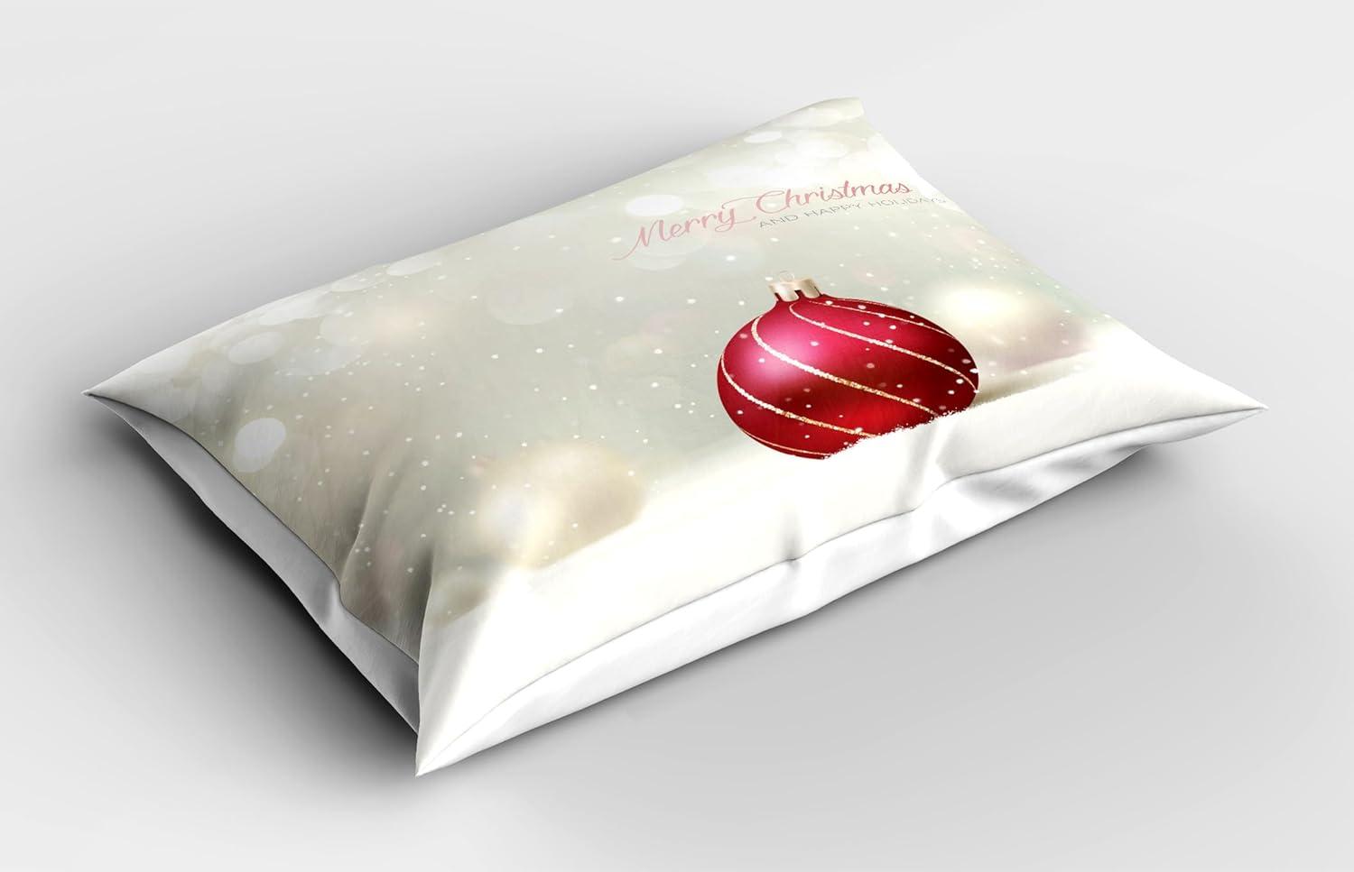 imageAmbesonne Valentines Day Pillow Sham Set of 2 Jumping Reindeer Leaving a Starry Trace Behind Popular Christmas Character Quality Microfiber Bedding Item for All Seasons 26 x 20 White RedRuby Eggshell