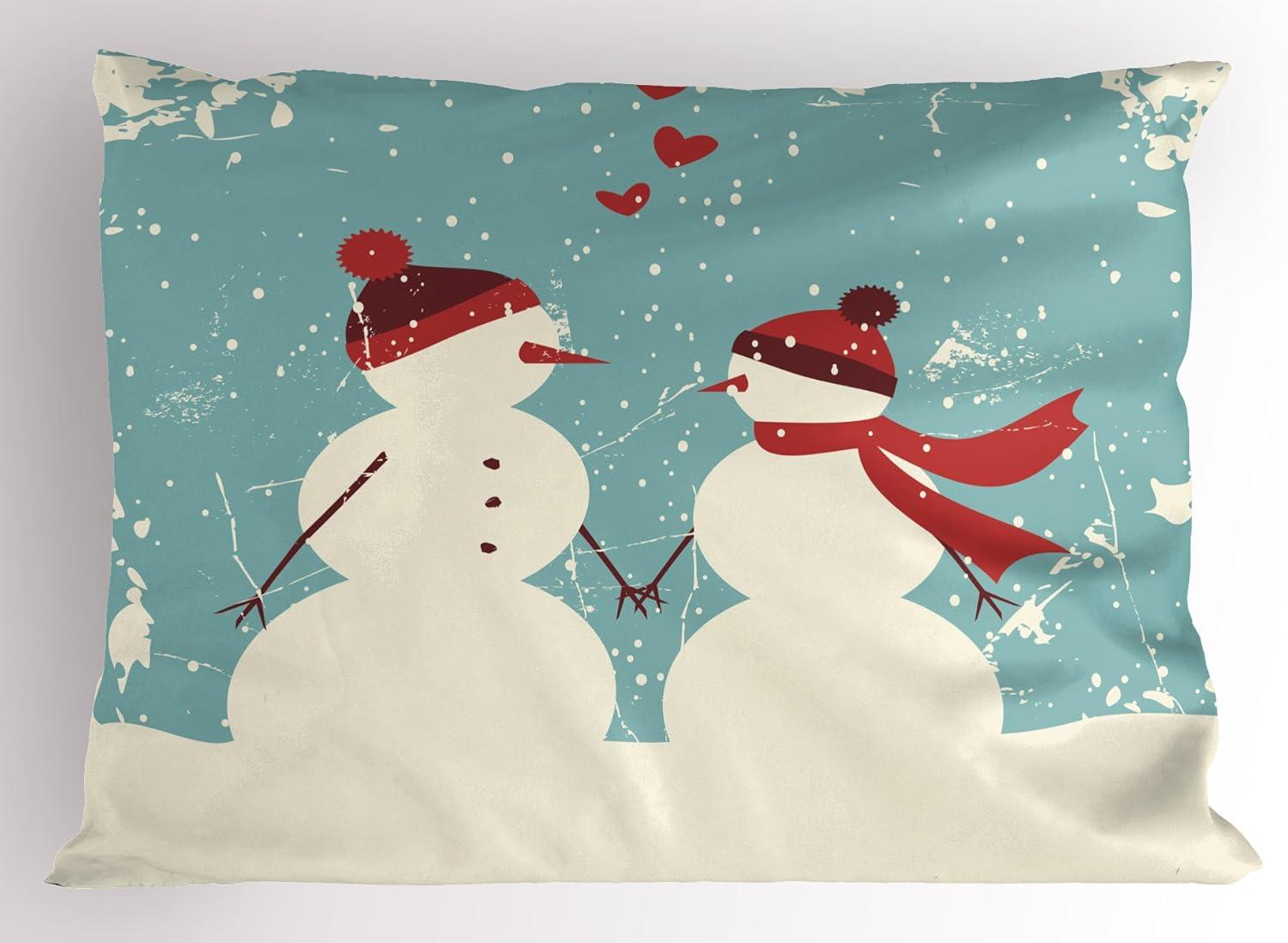 imageAmbesonne Valentines Day Pillow Sham Set of 2 Jumping Reindeer Leaving a Starry Trace Behind Popular Christmas Character Quality Microfiber Bedding Item for All Seasons 26 x 20 White RedSeafoam Red Cream