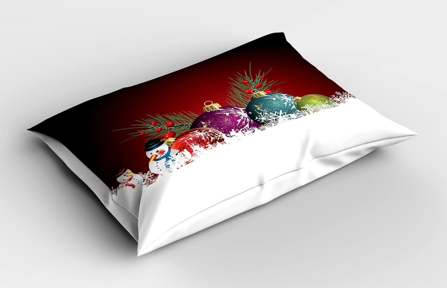 imageAmbesonne Valentines Day Pillow Sham Set of 2 Jumping Reindeer Leaving a Starry Trace Behind Popular Christmas Character Quality Microfiber Bedding Item for All Seasons 26 x 20 White RedRuby White