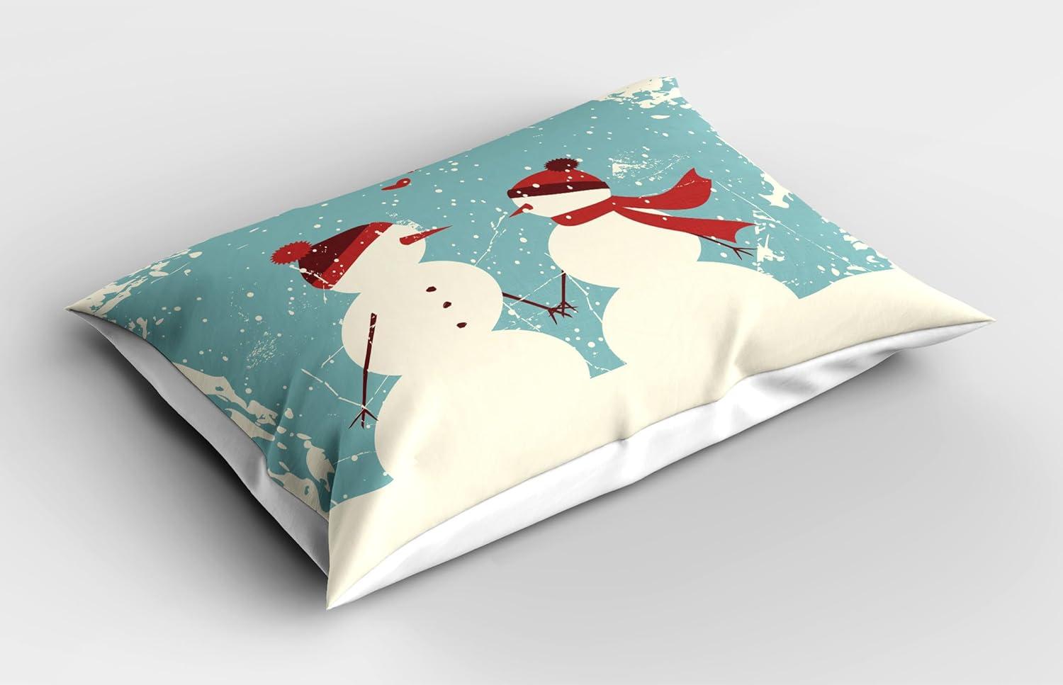 imageAmbesonne Valentines Day Pillow Sham Set of 2 Jumping Reindeer Leaving a Starry Trace Behind Popular Christmas Character Quality Microfiber Bedding Item for All Seasons 26 x 20 White RedSeafoam Red Cream