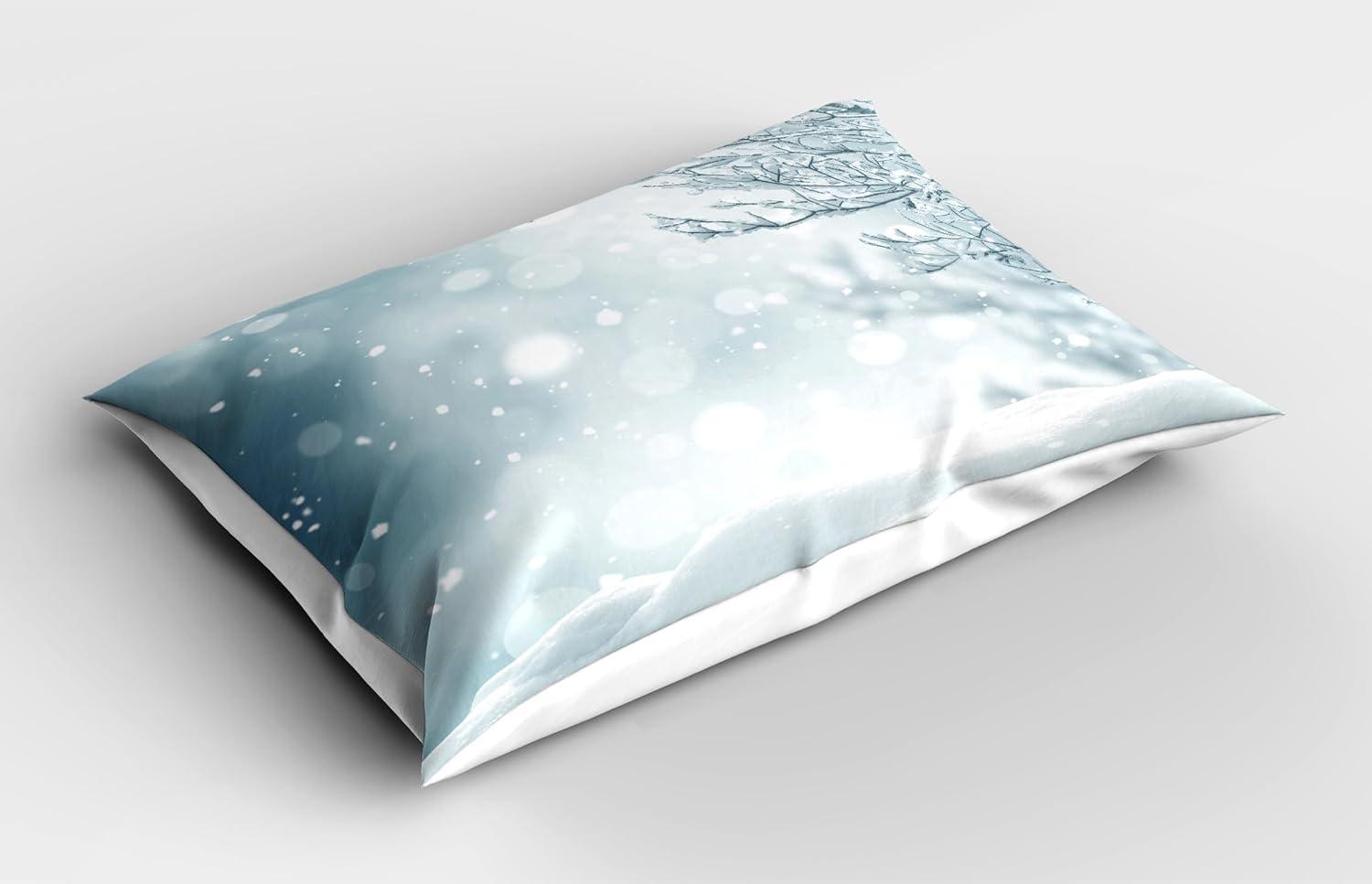 imageAmbesonne Valentines Day Pillow Sham Set of 2 Jumping Reindeer Leaving a Starry Trace Behind Popular Christmas Character Quality Microfiber Bedding Item for All Seasons 26 x 20 White RedSlate Blue White