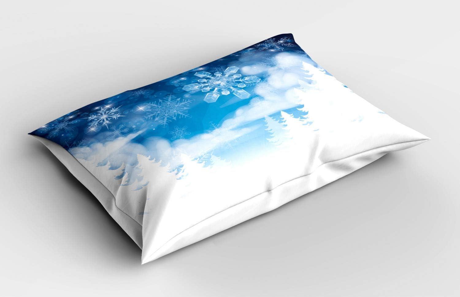 imageAmbesonne Valentines Day Pillow Sham Set of 2 Jumping Reindeer Leaving a Starry Trace Behind Popular Christmas Character Quality Microfiber Bedding Item for All Seasons 26 x 20 White RedBlue White
