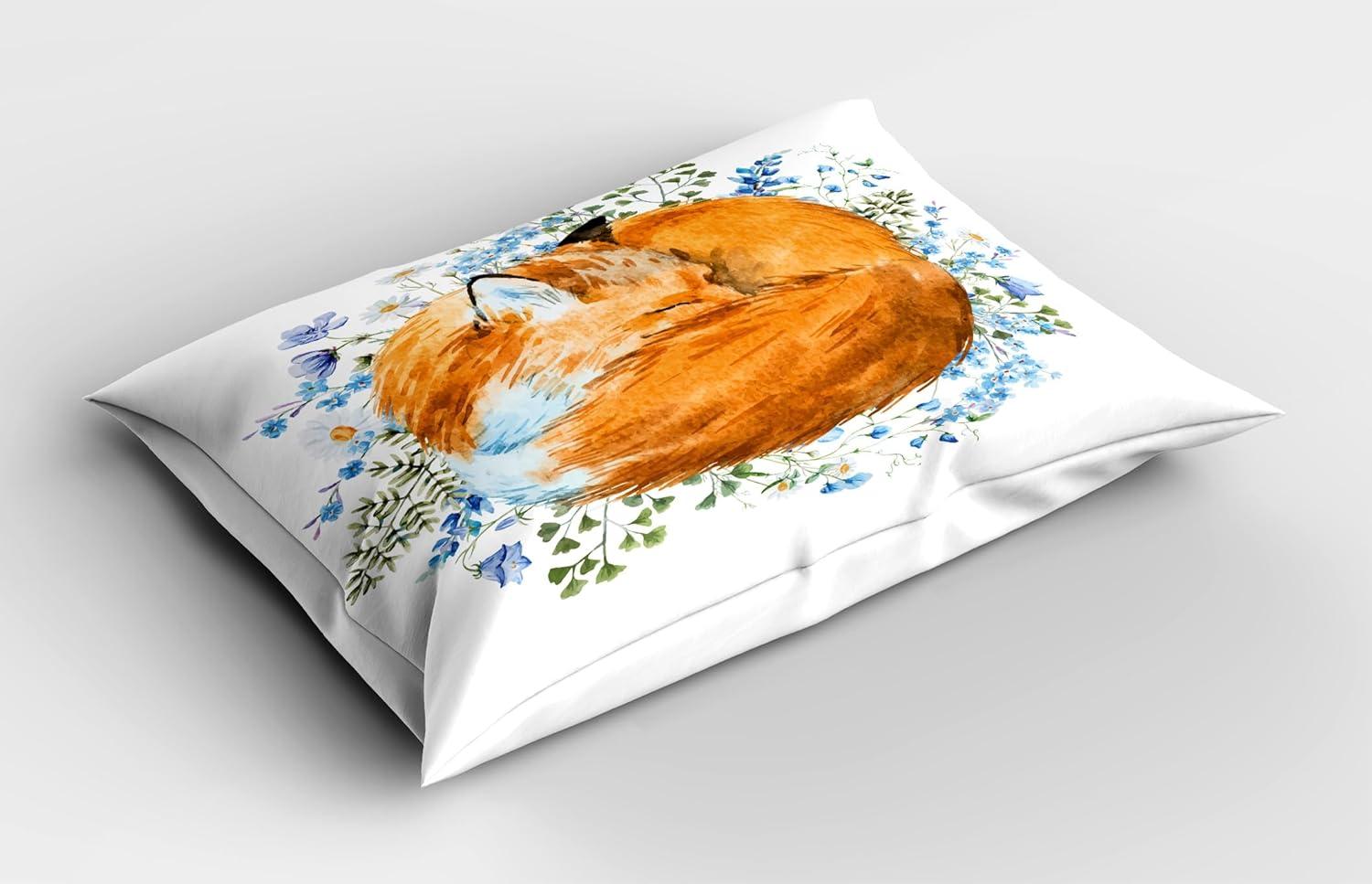 imageAmbesonne Valentines Day Pillow Sham Set of 2 Jumping Reindeer Leaving a Starry Trace Behind Popular Christmas Character Quality Microfiber Bedding Item for All Seasons 26 x 20 White RedPale Coffee